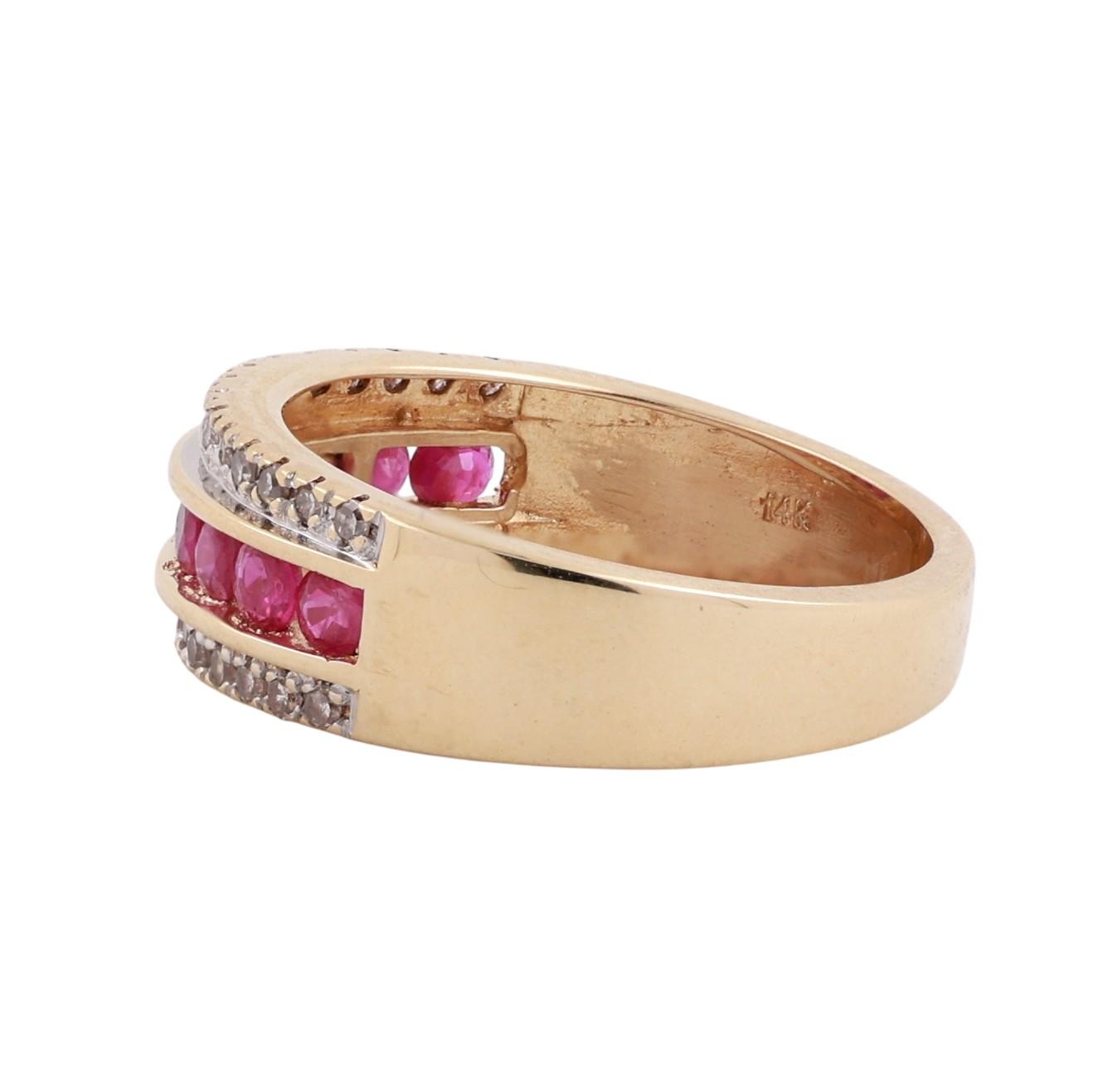 14K Gold Ruby Diamond Band Ring 0.81CTW Ruby 0.30CTW Diamond Size 7.25