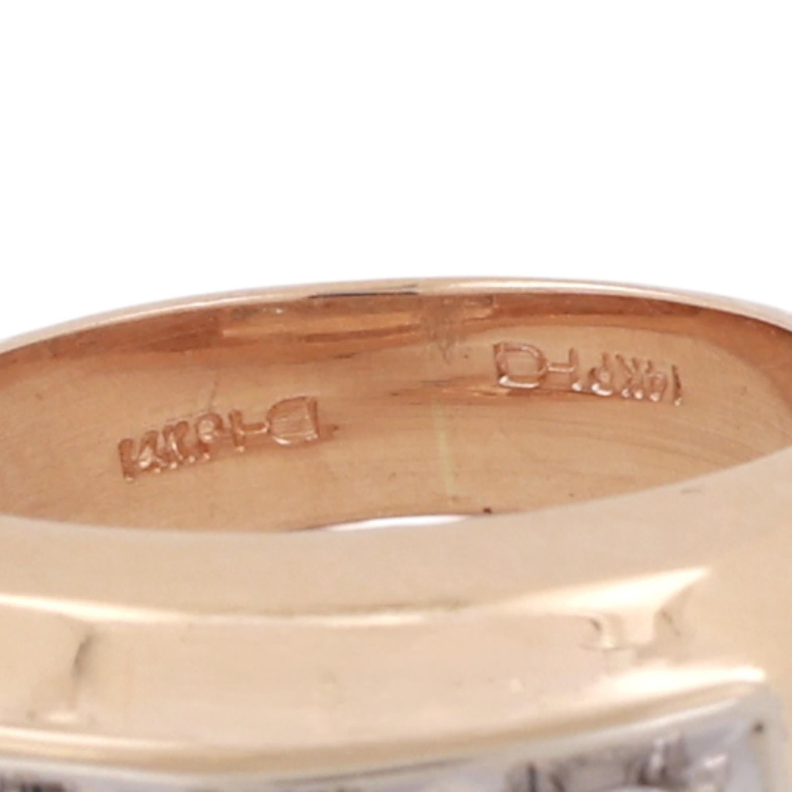 14K Two Tone Gold 0.45CTW Diamond Ring Mens Wedding Band Estate Size 6.5
