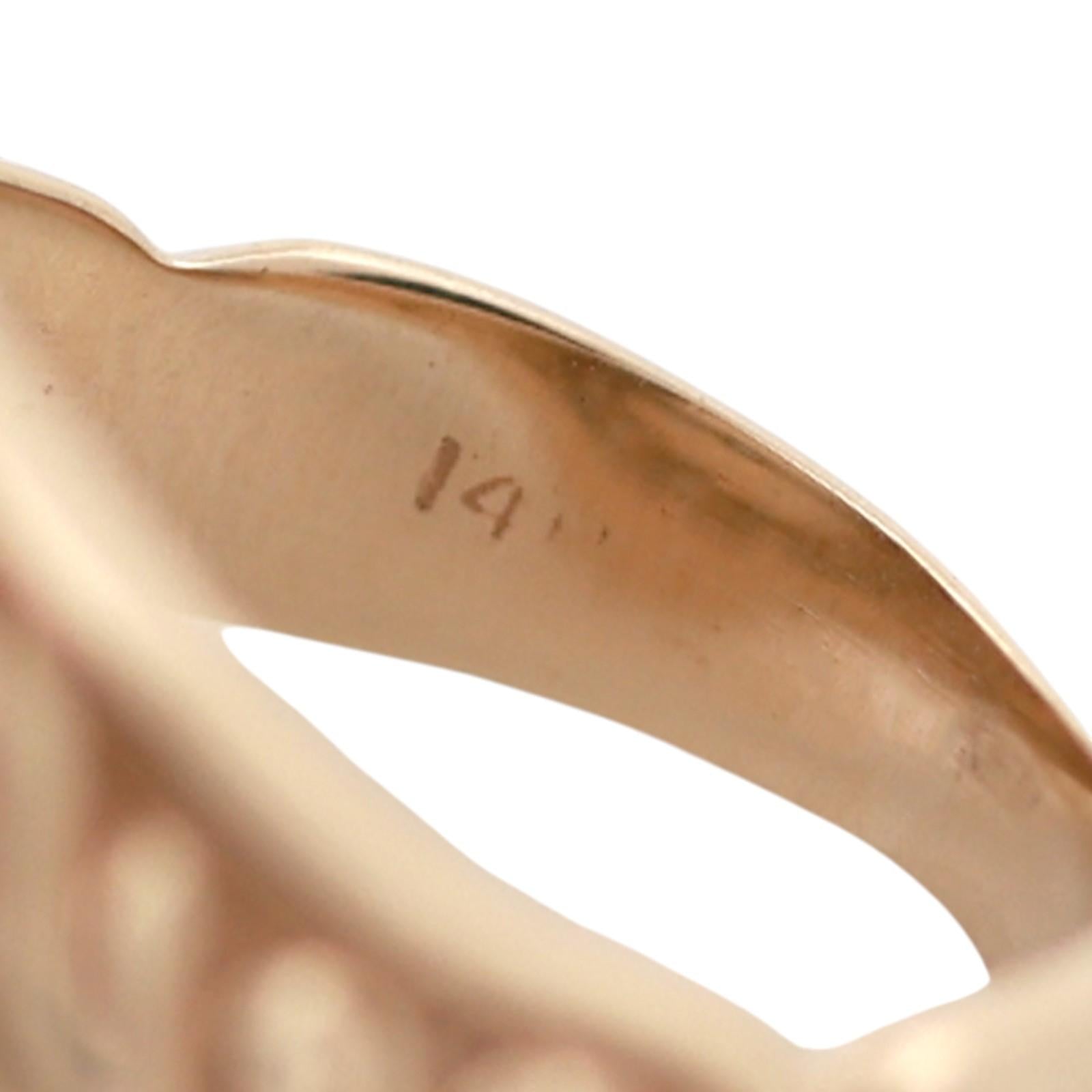 14K Two-Tone Gold Black Onyx Diamond Halo Scroll Signet Ring Sz 7.25