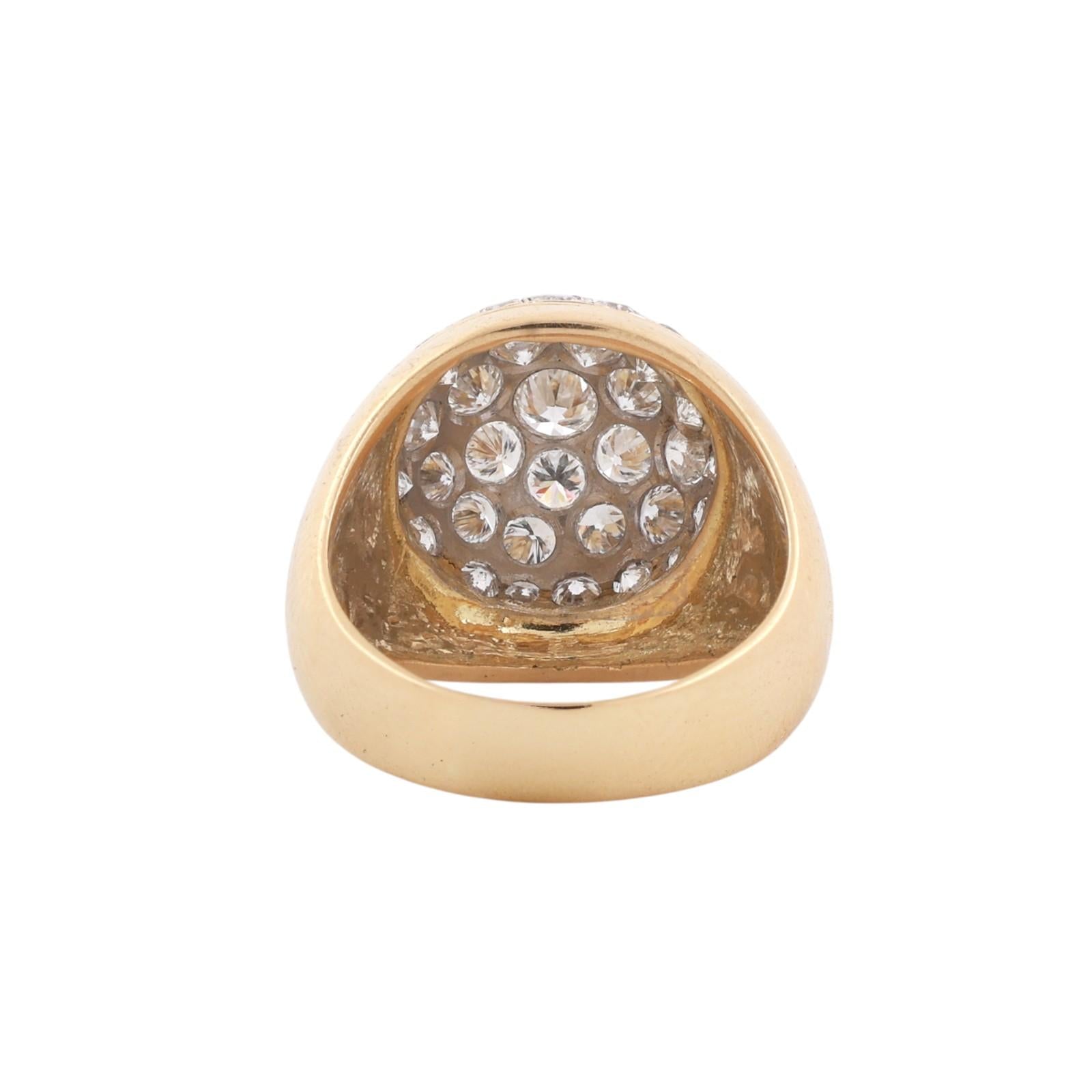 18K Yellow Gold Platinum 3.00ctw Diamond Cluster Dome Cocktail Ring Size 8.25