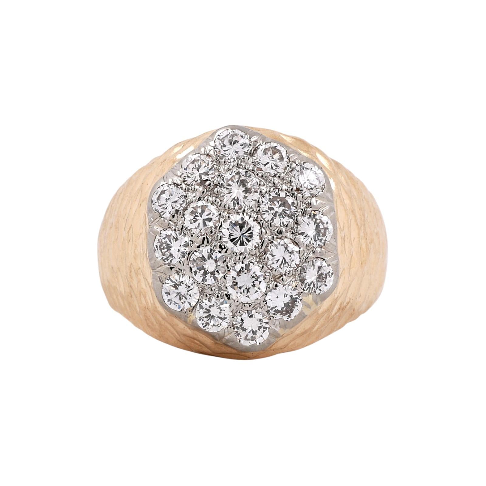 14K Two-Tone Gold 2.00CTW Diamond Cluster Ring Unisex Size 7.75