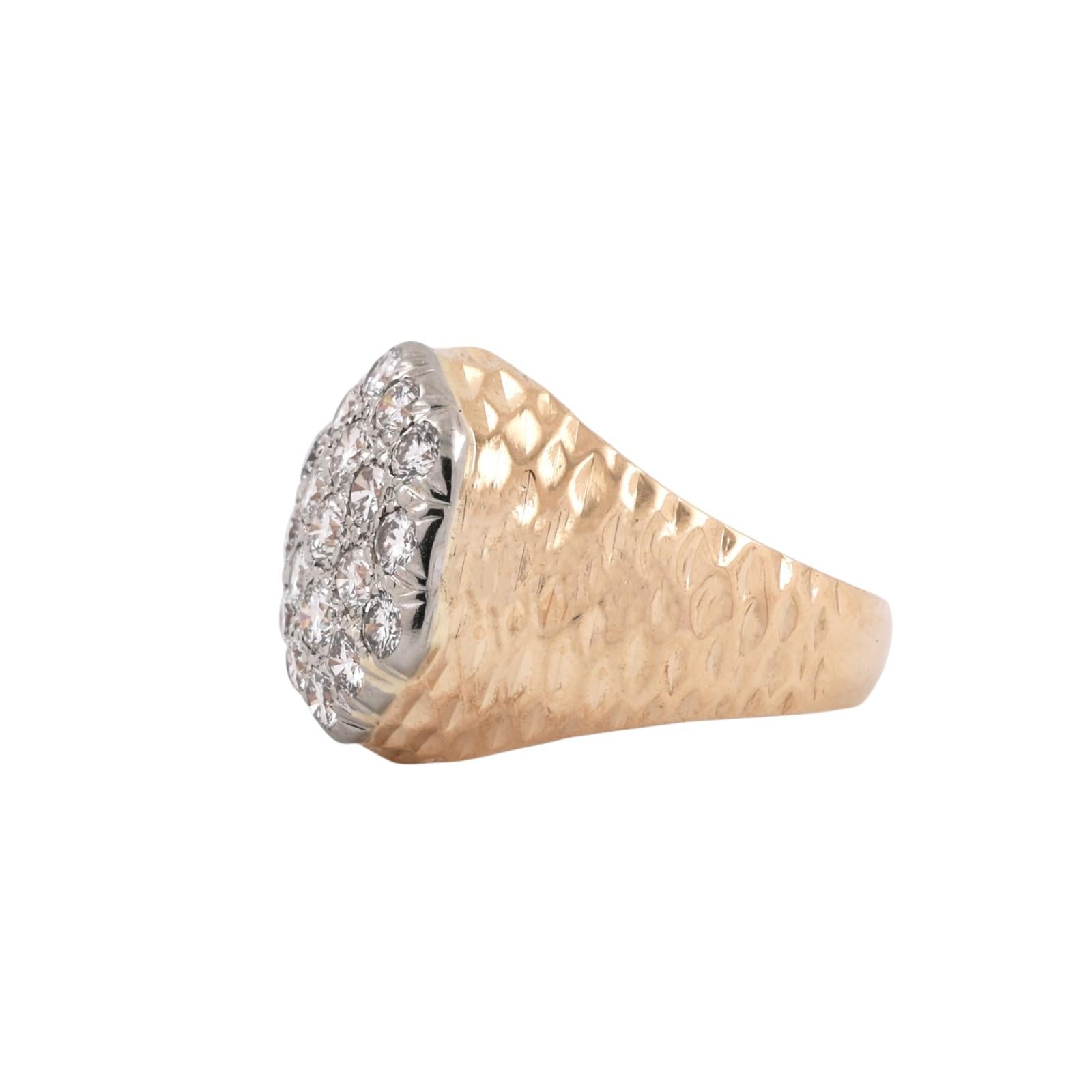 14K Two-Tone Gold 2.00CTW Diamond Cluster Ring Unisex Size 7.75