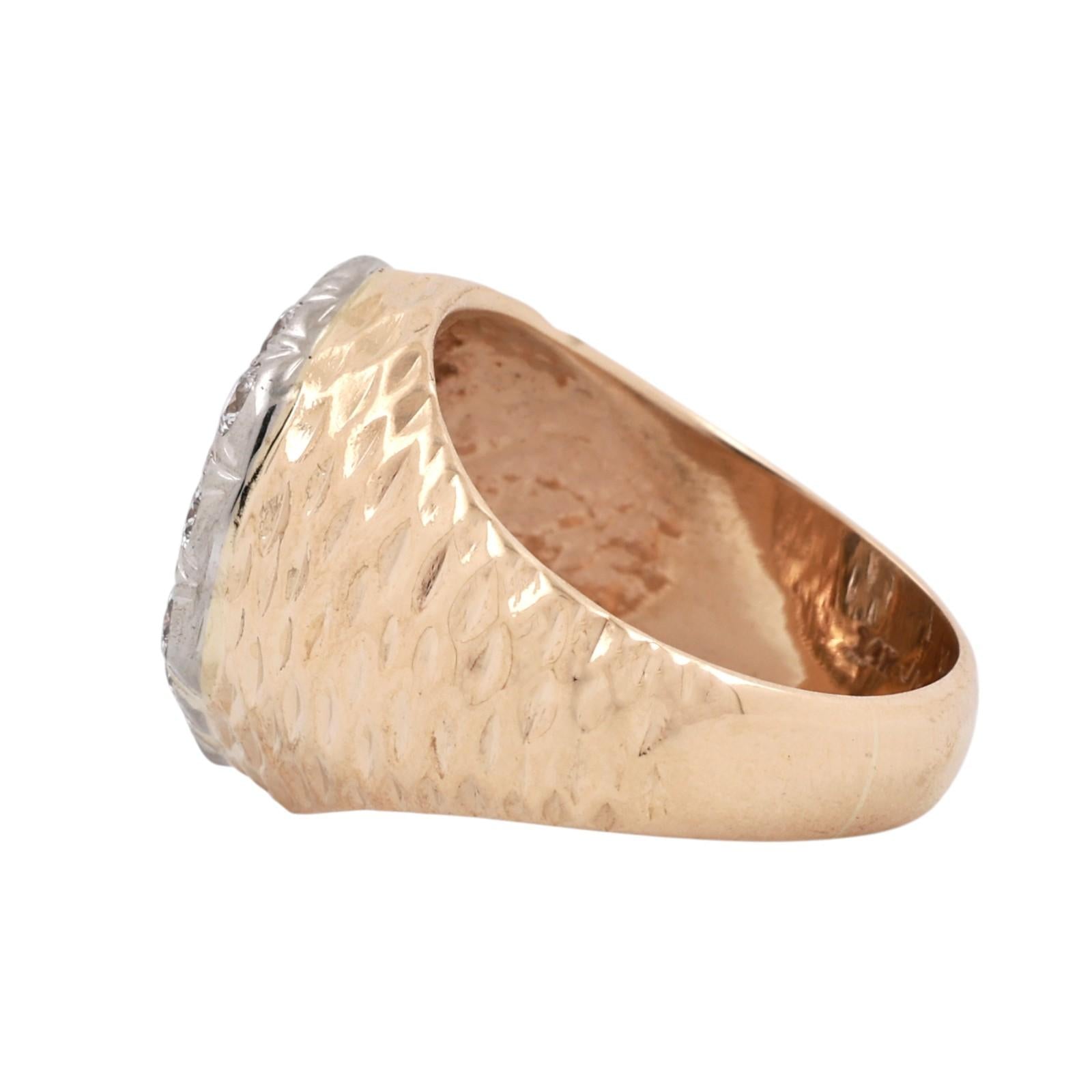 14K Two-Tone Gold 2.00CTW Diamond Cluster Ring Unisex Size 7.75