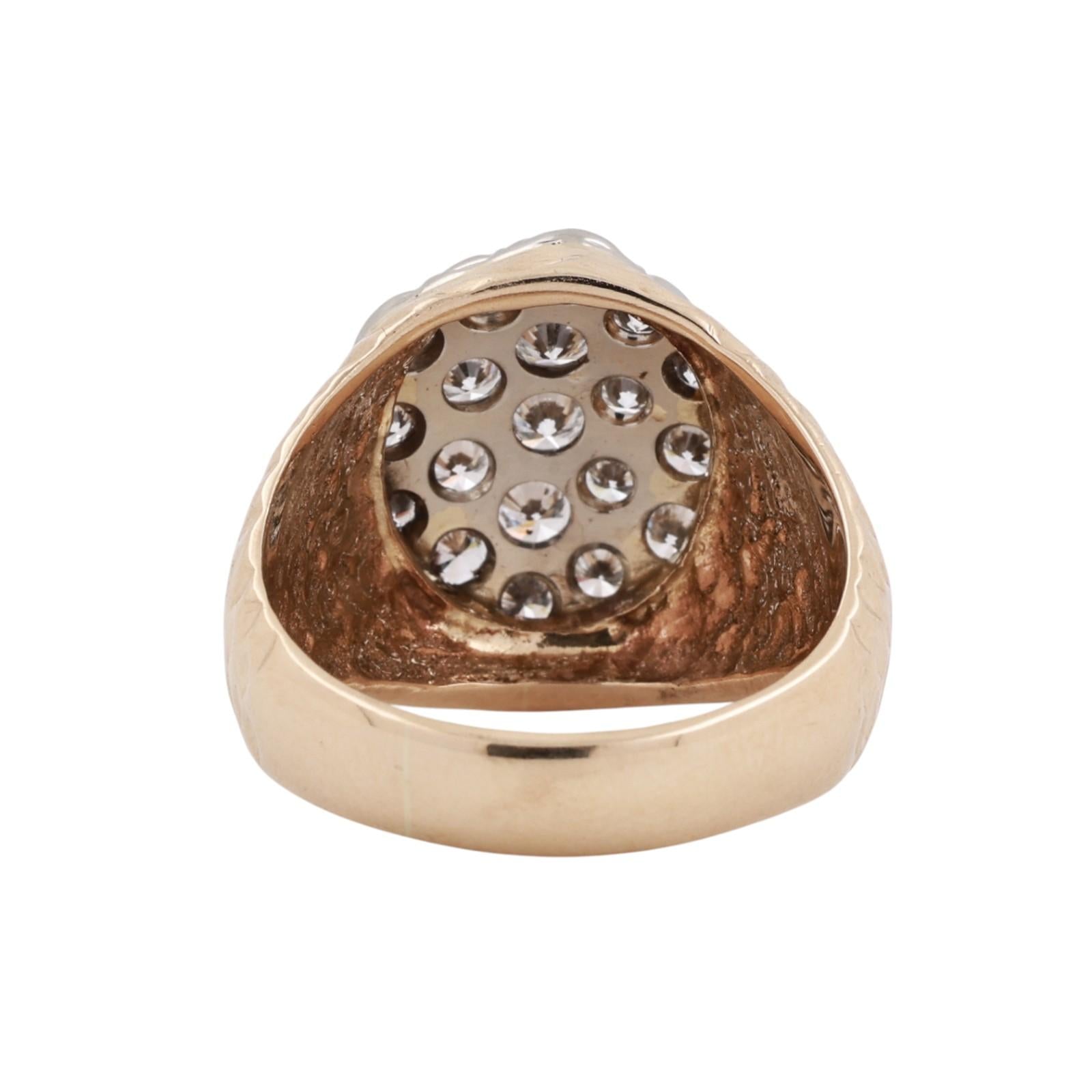 14K Two-Tone Gold 2.00CTW Diamond Cluster Ring Unisex Size 7.75