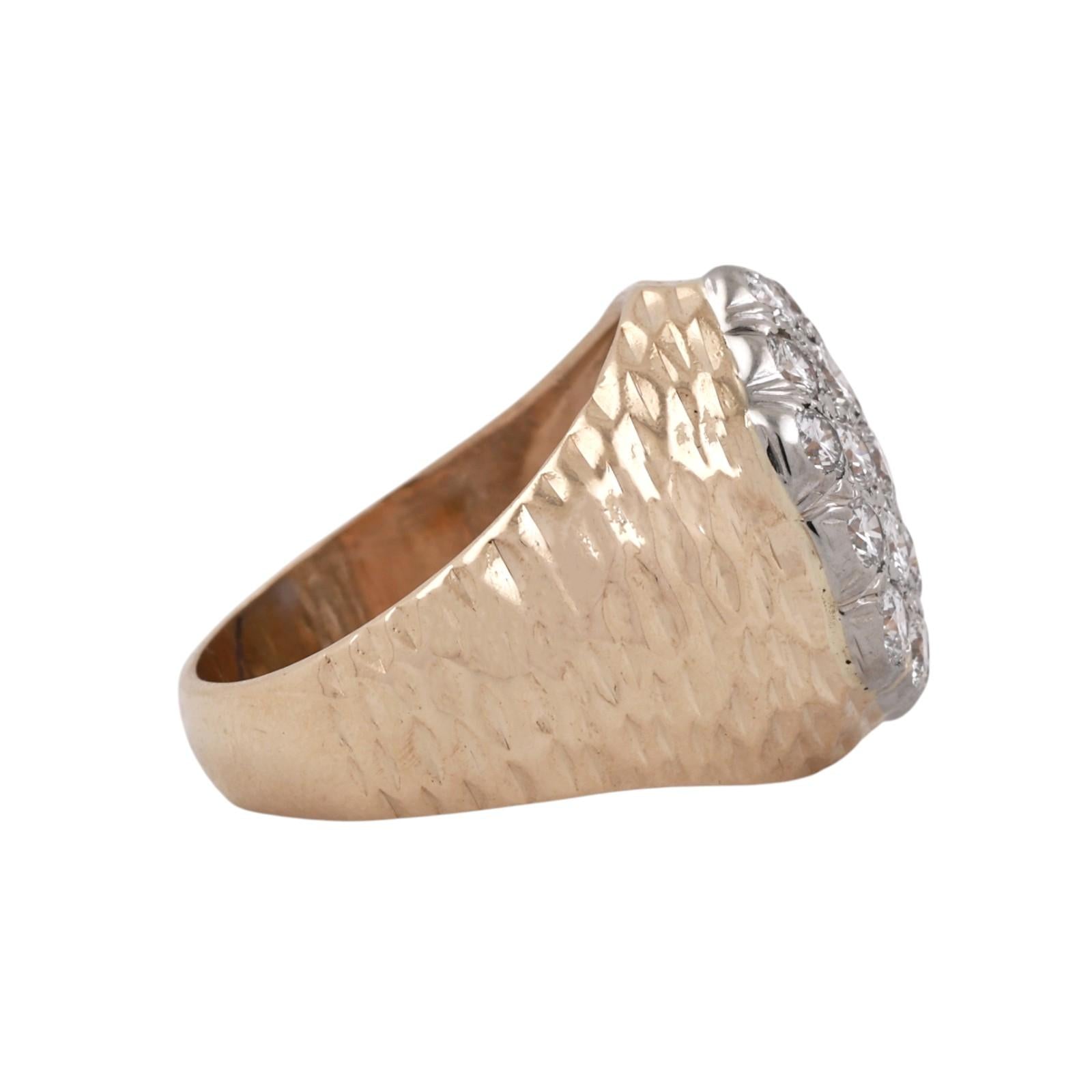 14K Two-Tone Gold 2.00CTW Diamond Cluster Ring Unisex Size 7.75