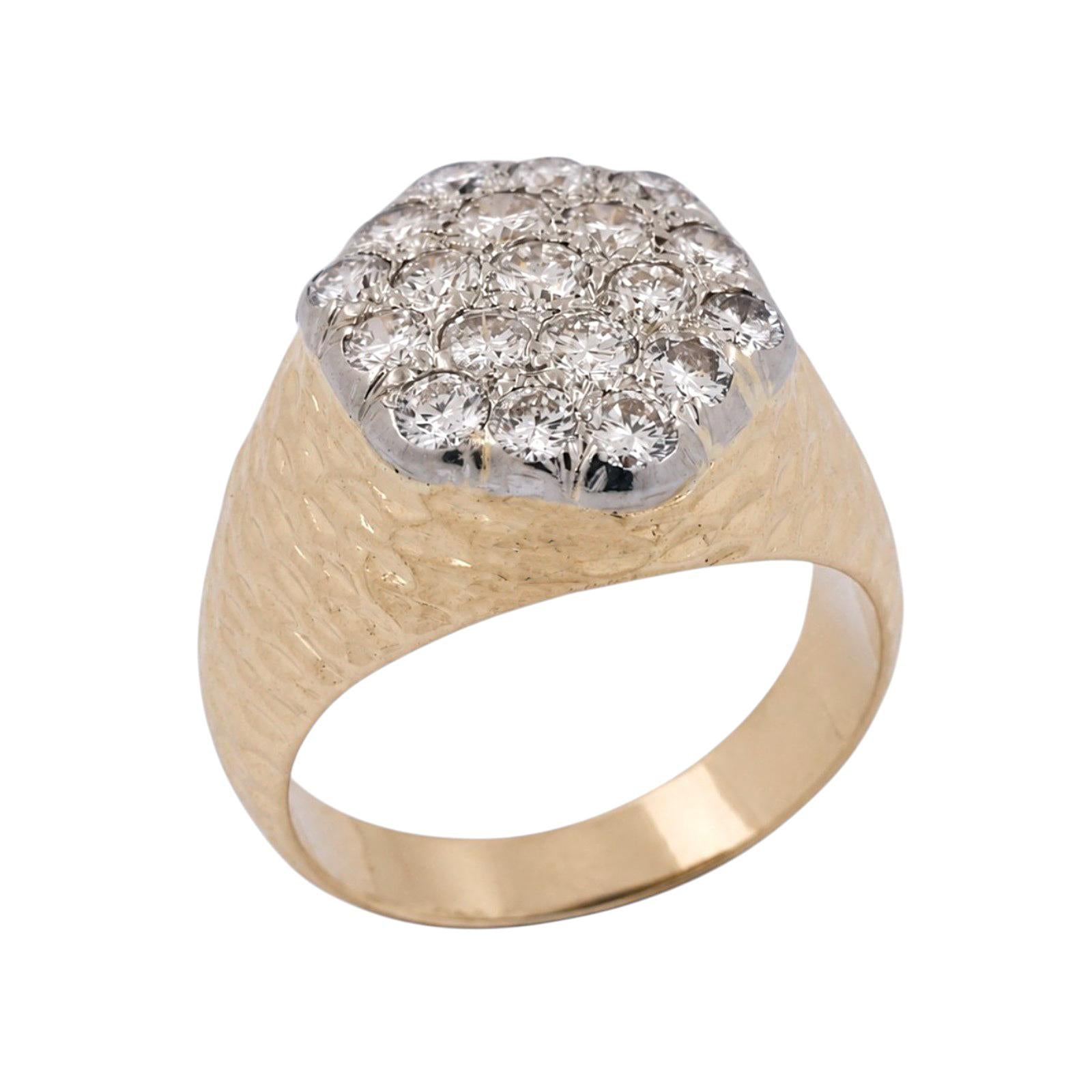 14K Two-Tone Gold 2.00CTW Diamond Cluster Ring Unisex Size 7.75