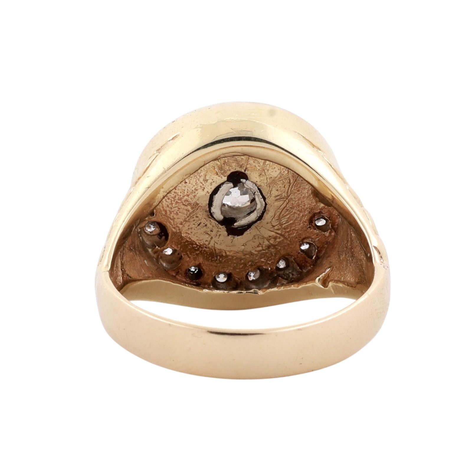 Art Deco Two Tone Gold Onyx Old European Cut Diamond Target Ring Estate 0.90CTW