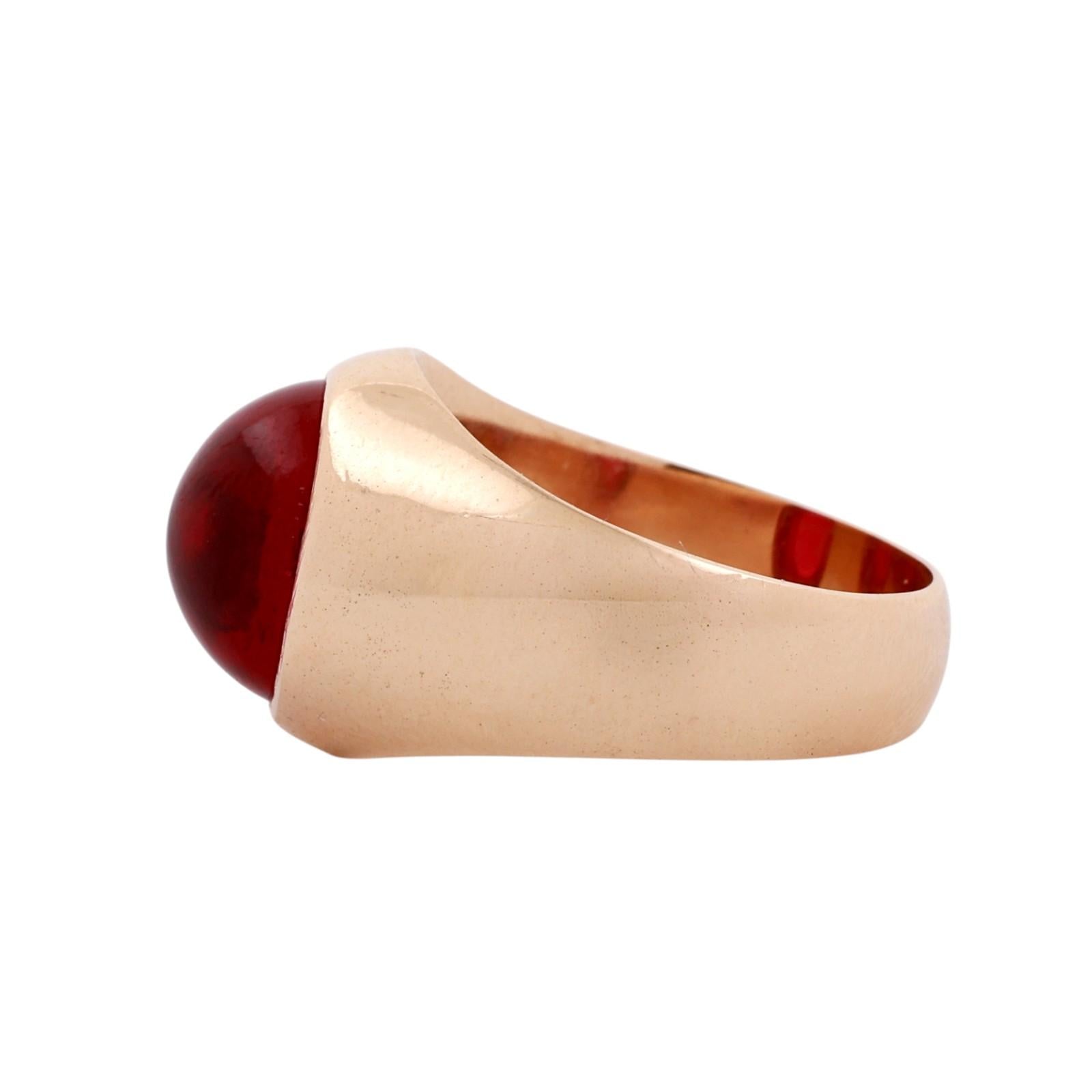14K Yellow Gold 8.25CT Lab Grown Ruby Cabochon Signet Ring Unisex Size 9.25