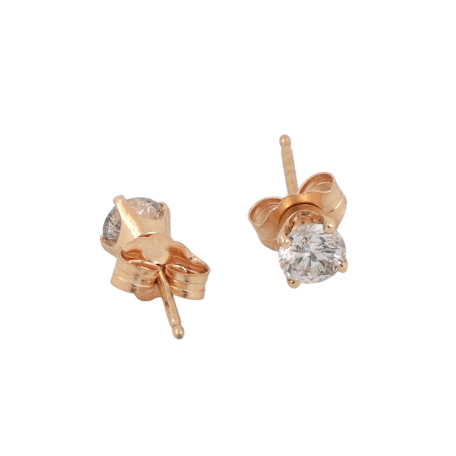 14K Yellow Gold 0.50CTW Diamond Stud Earrings Round Brilliant Natural Diamonds