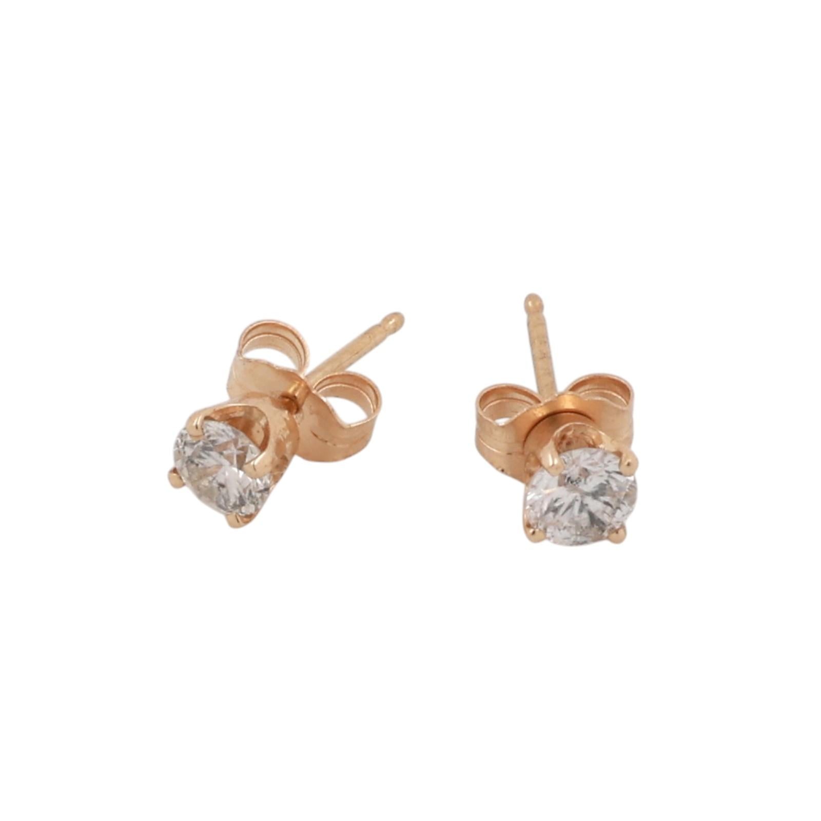 14K Yellow Gold 0.50CTW Diamond Stud Earrings Round Brilliant Natural Diamonds