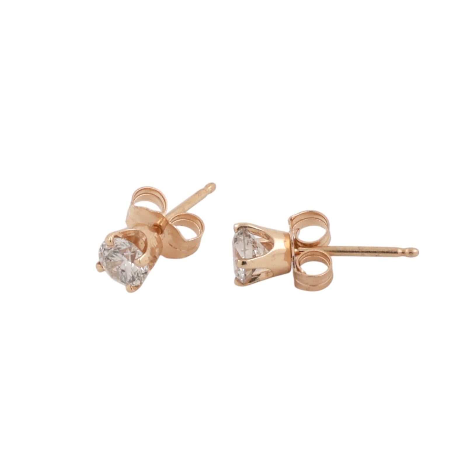 14K Yellow Gold 0.50CTW Diamond Stud Earrings Round Brilliant Natural Diamonds