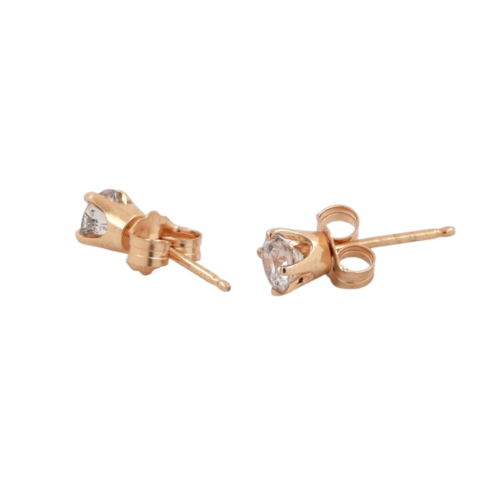 14K Yellow Gold 0.50CTW Diamond Stud Earrings Round Brilliant Natural Diamonds