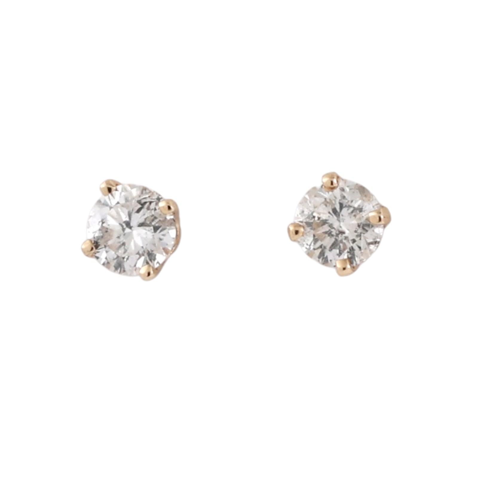 14K Yellow Gold 0.50CTW Diamond Stud Earrings Round Brilliant Natural Diamonds