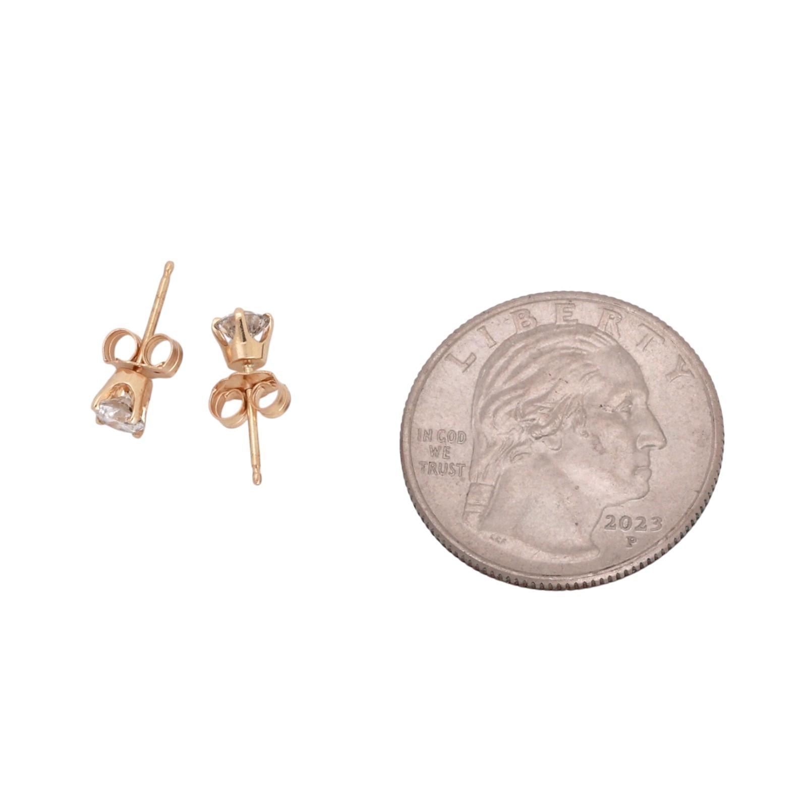 14K Yellow Gold 0.50CTW Diamond Stud Earrings Round Brilliant Natural Diamonds