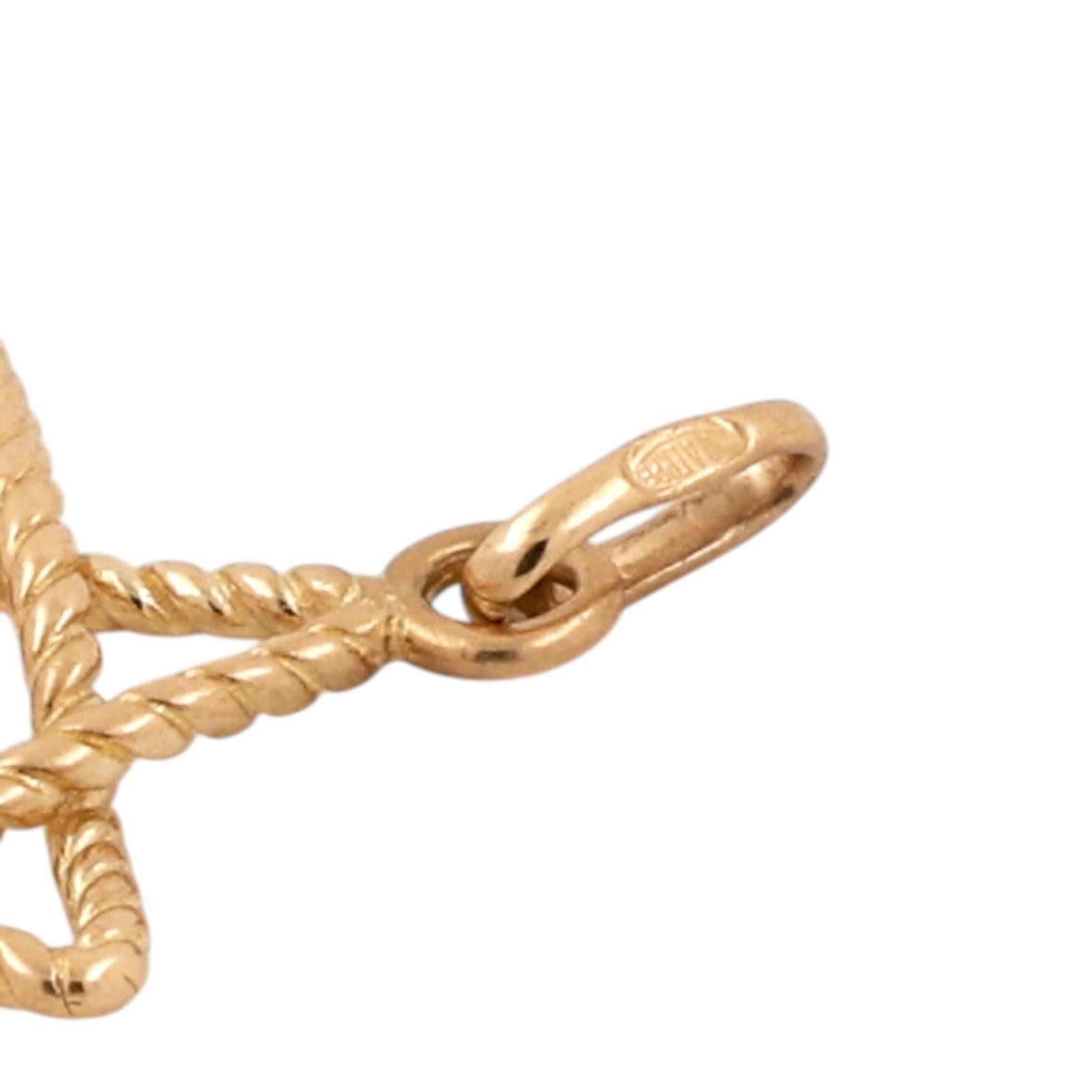 18K Yellow Gold Star of David Pendant Twisted Rope Design 750 Estate Charm