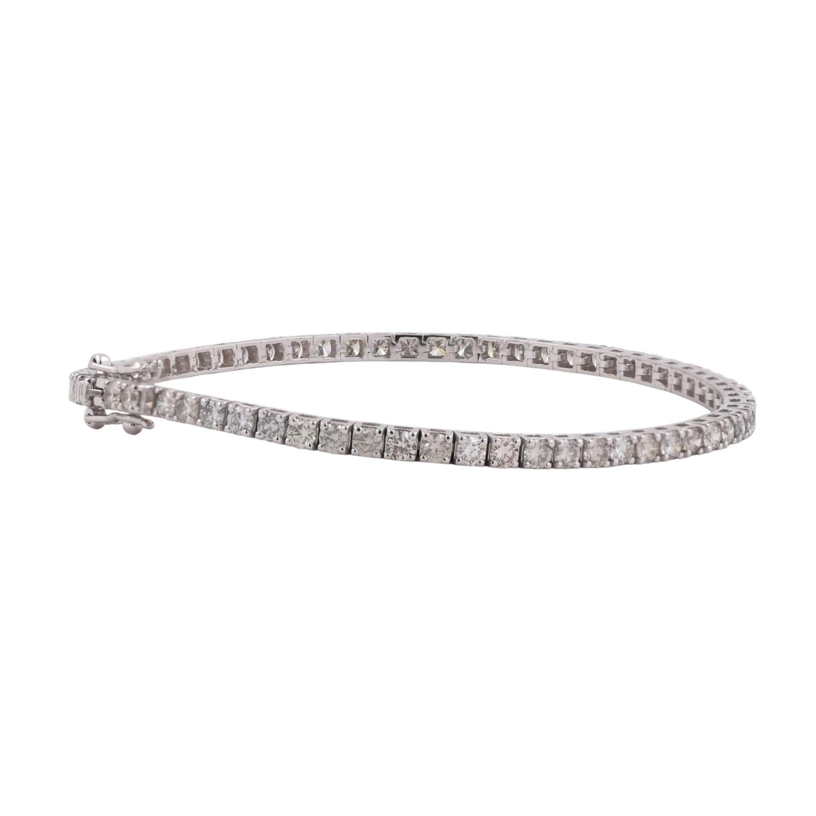 14K White Gold 5.25CTW Round Brilliant Natural Diamond Tennis Bracelet 7.5"