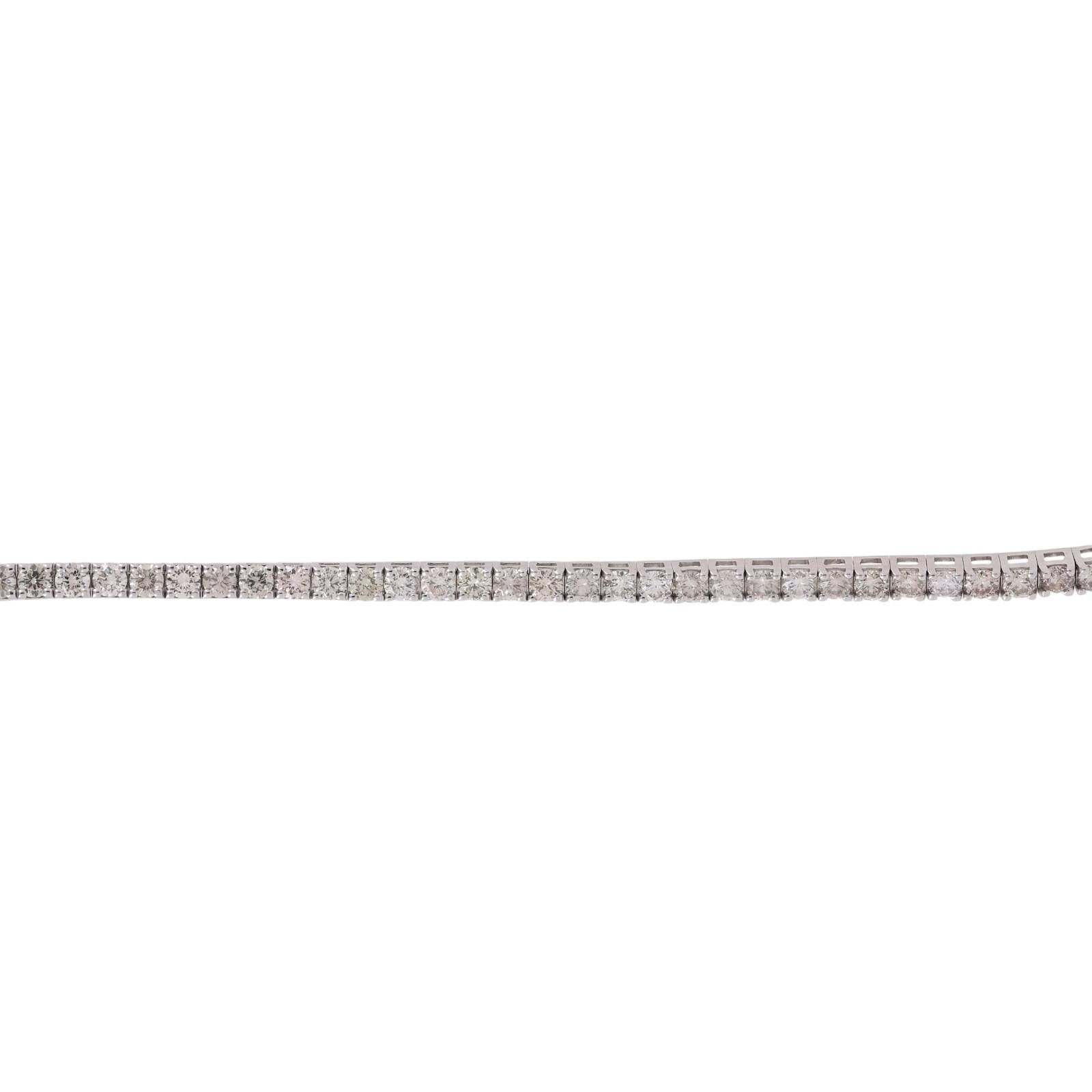 14K White Gold 5.25CTW Round Brilliant Natural Diamond Tennis Bracelet 7.5"