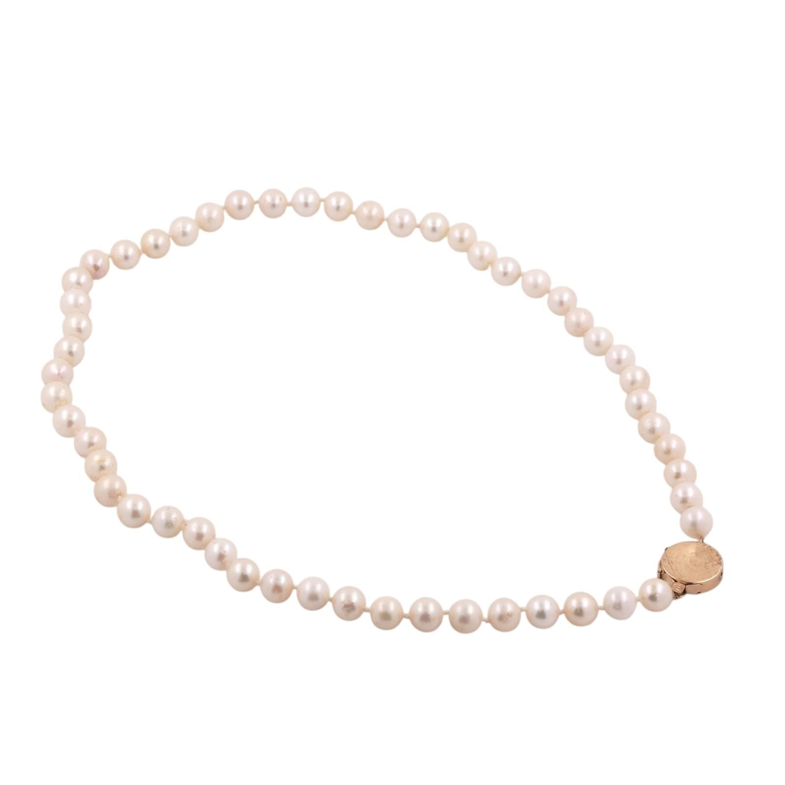 14K Yellow Gold Akoya Pearl Strand Necklace 19" 7.8mm Cultured Pearls 36.9g
