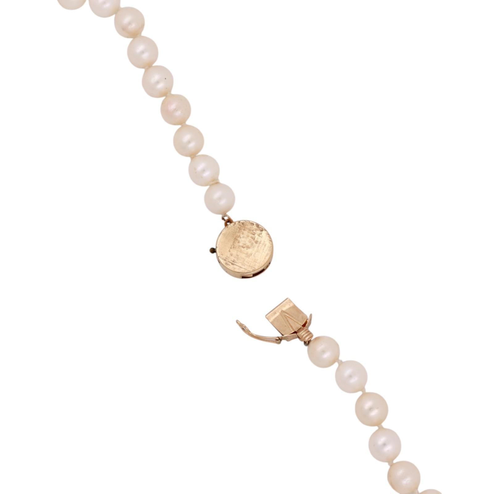 14K Yellow Gold Akoya Pearl Strand Necklace 19" 7.8mm Cultured Pearls 36.9g