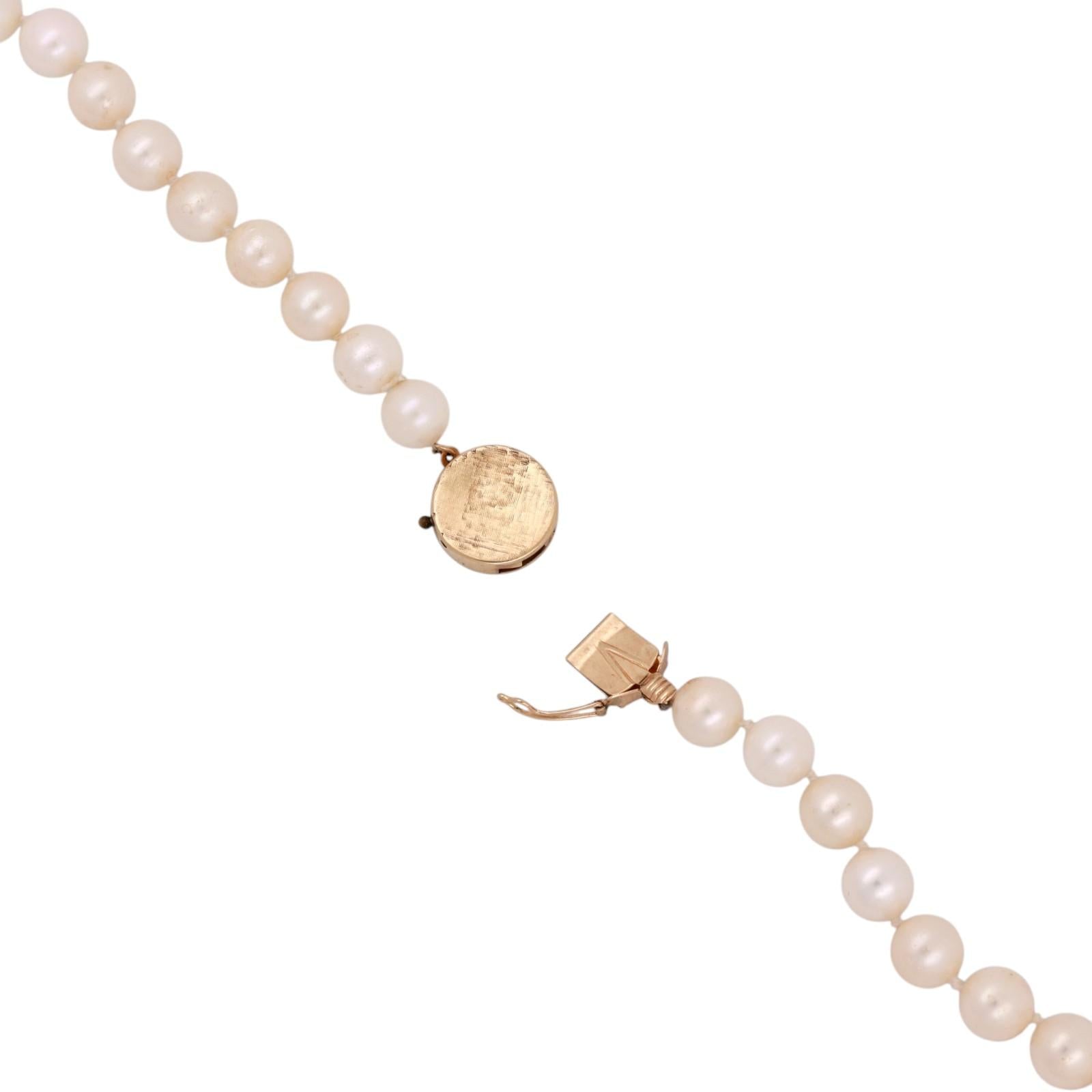 14K Yellow Gold Akoya Pearl Strand Necklace 19" 7.8mm Cultured Pearls 36.9g