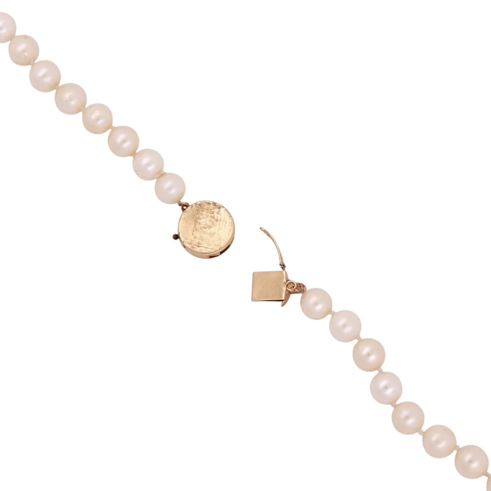 14K Yellow Gold Akoya Pearl Strand Necklace 19" 7.8mm Cultured Pearls 36.9g