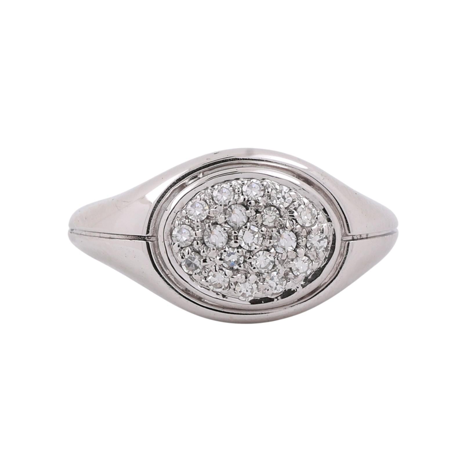 Diamond Cluster Ring 14K 18K White Gold Oval Estate H-I SI Size 6.25