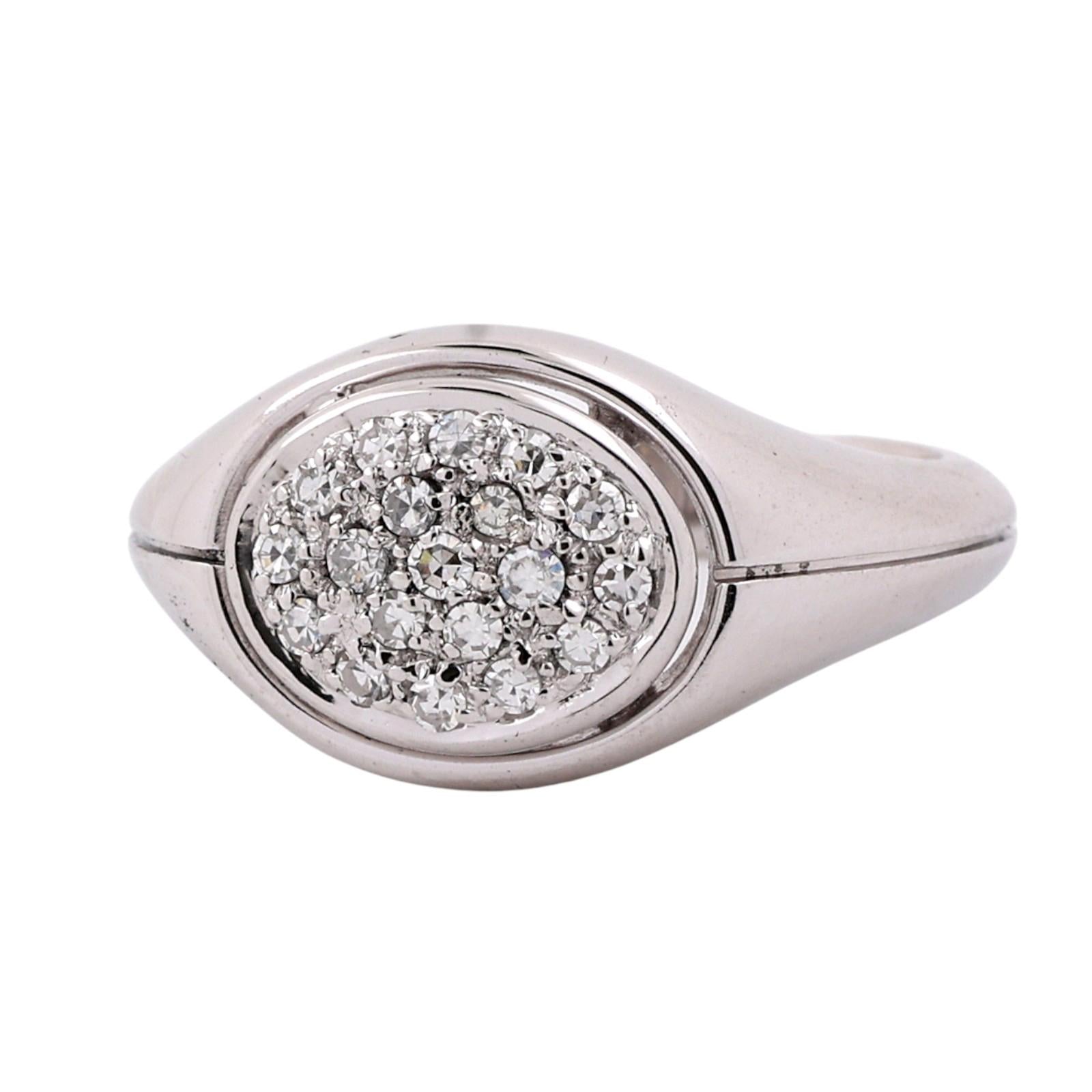 Diamond Cluster Ring 14K 18K White Gold Oval Estate H-I SI Size 6.25