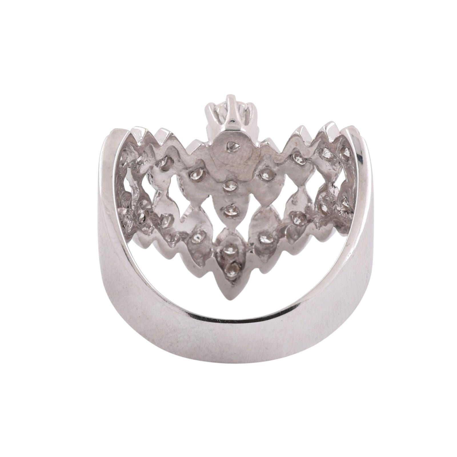 Vintage White Gold Diamond Cocktail Ring Multi Row Marquise Cluster 1.00CTW 10.5