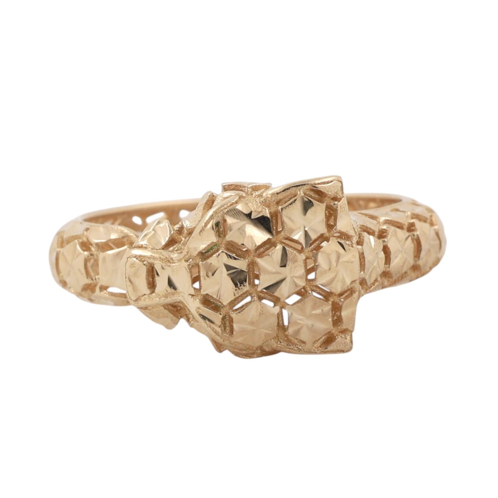 Vintage 14K Italy Yellow Gold Panther Ring Green Eyes Unisex Estate Size 7.25