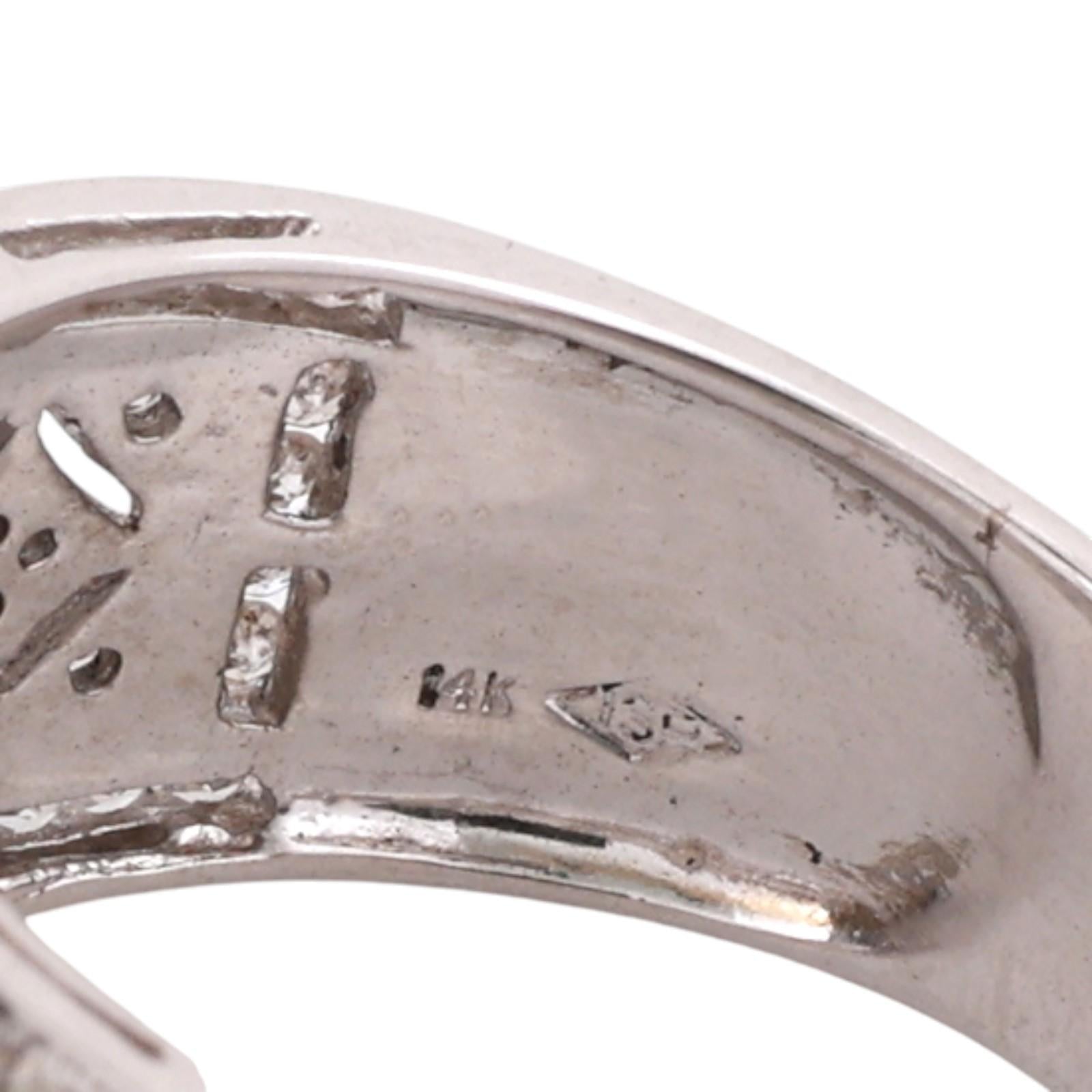 14K White Gold Diamond Filigree Wide Band Ring 0.85 CTW Size 9.5 Ladies Estate