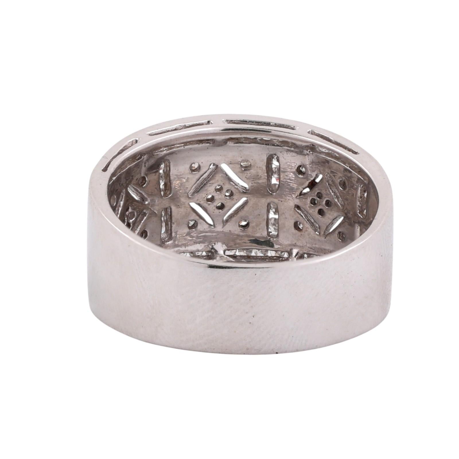 14K White Gold Diamond Filigree Wide Band Ring 0.85 CTW Size 9.5 Ladies Estate