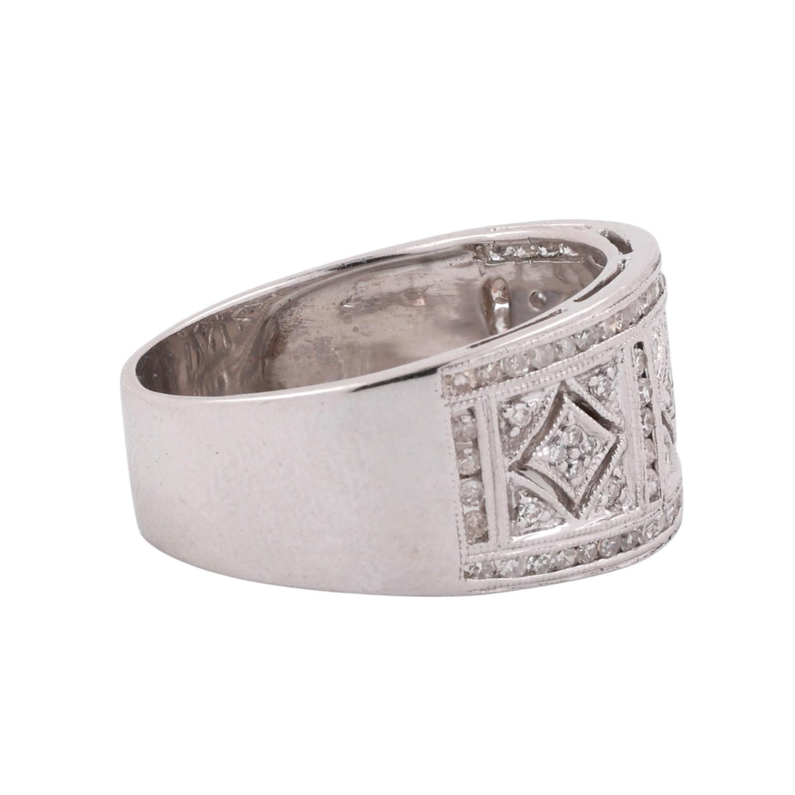 14K White Gold Diamond Filigree Wide Band Ring 0.85 CTW Size 9.5 Ladies Estate
