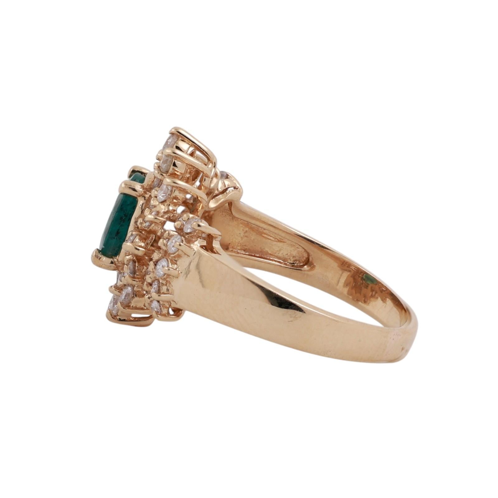 Emerald Diamond Halo Ring 14K Yellow Gold 0.85CT Emerald 1.00CTW Effy Size 9