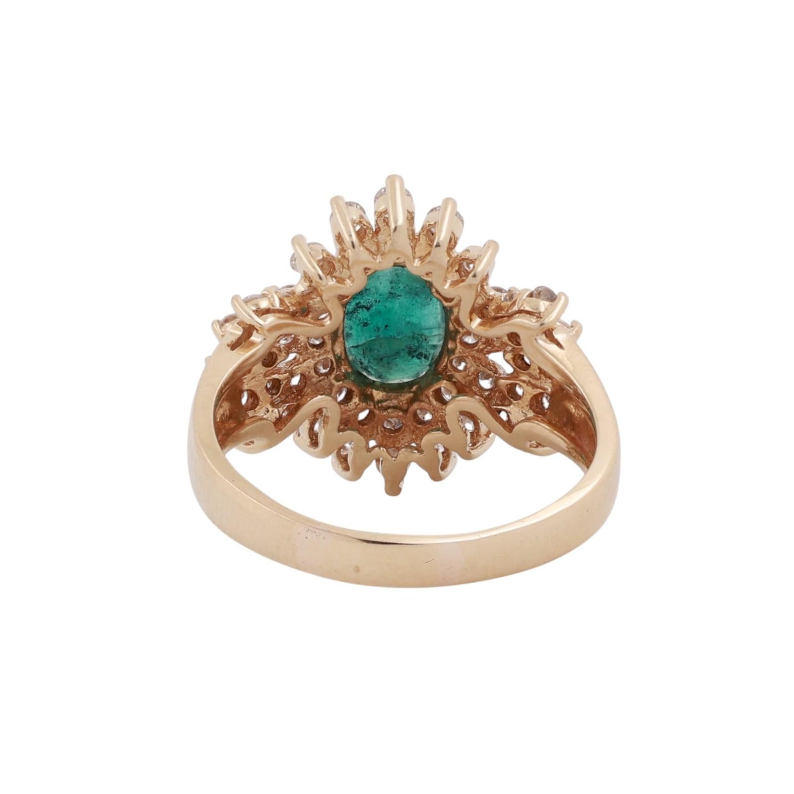 Emerald Diamond Halo Ring 14K Yellow Gold 0.85CT Emerald 1.00CTW Effy Size 9