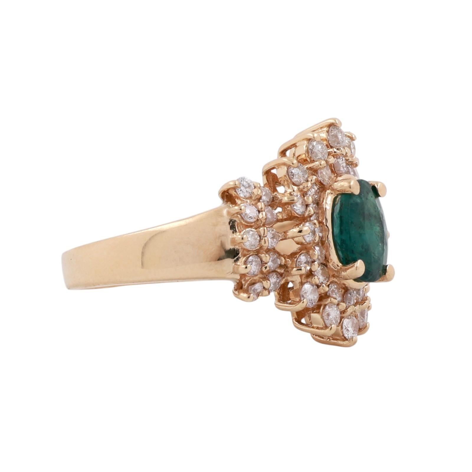 Emerald Diamond Halo Ring 14K Yellow Gold 0.85CT Emerald 1.00CTW Effy Size 9