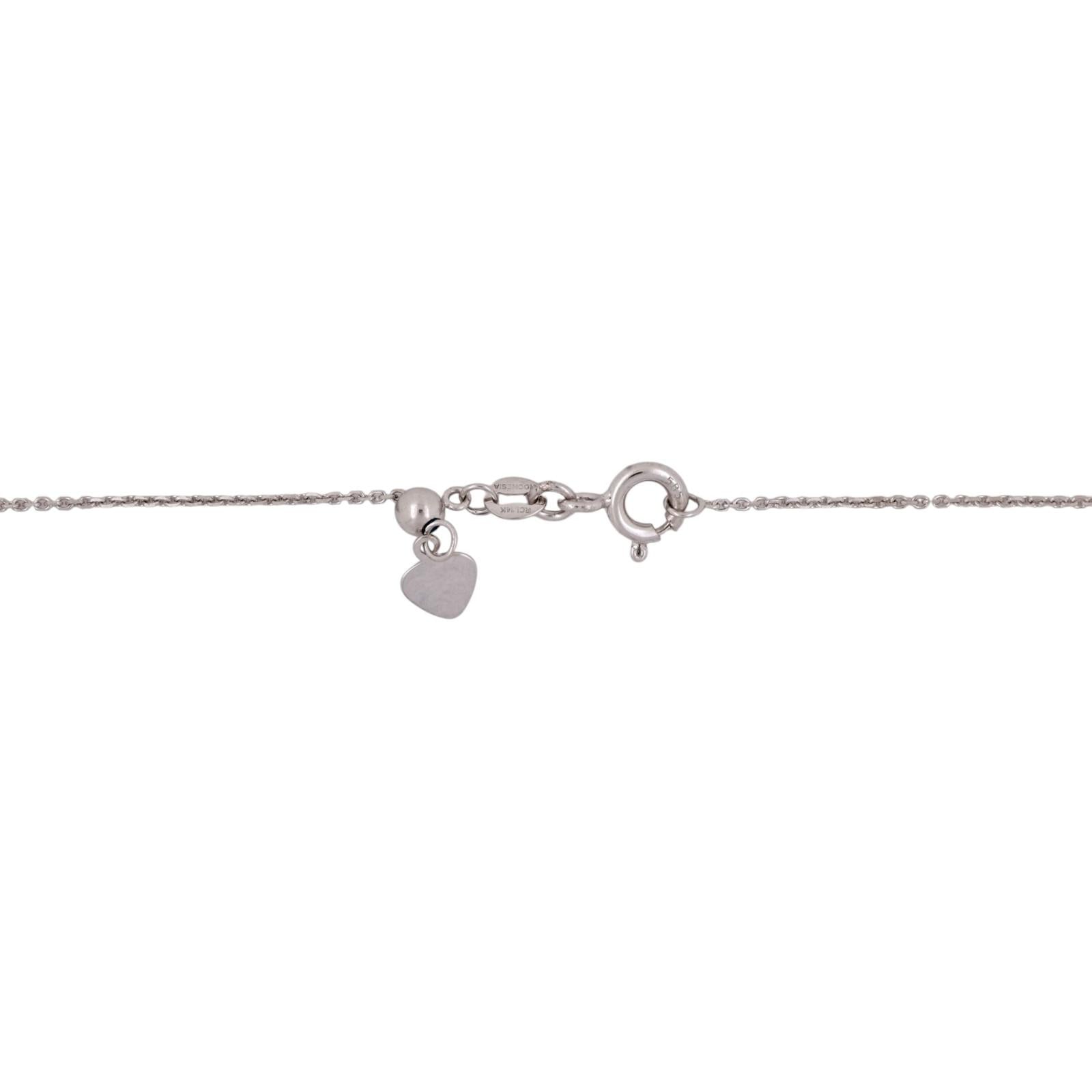 14K White Gold Diamond Circle Pendant Chain Necklace 0.35CTW 22" Adjustable