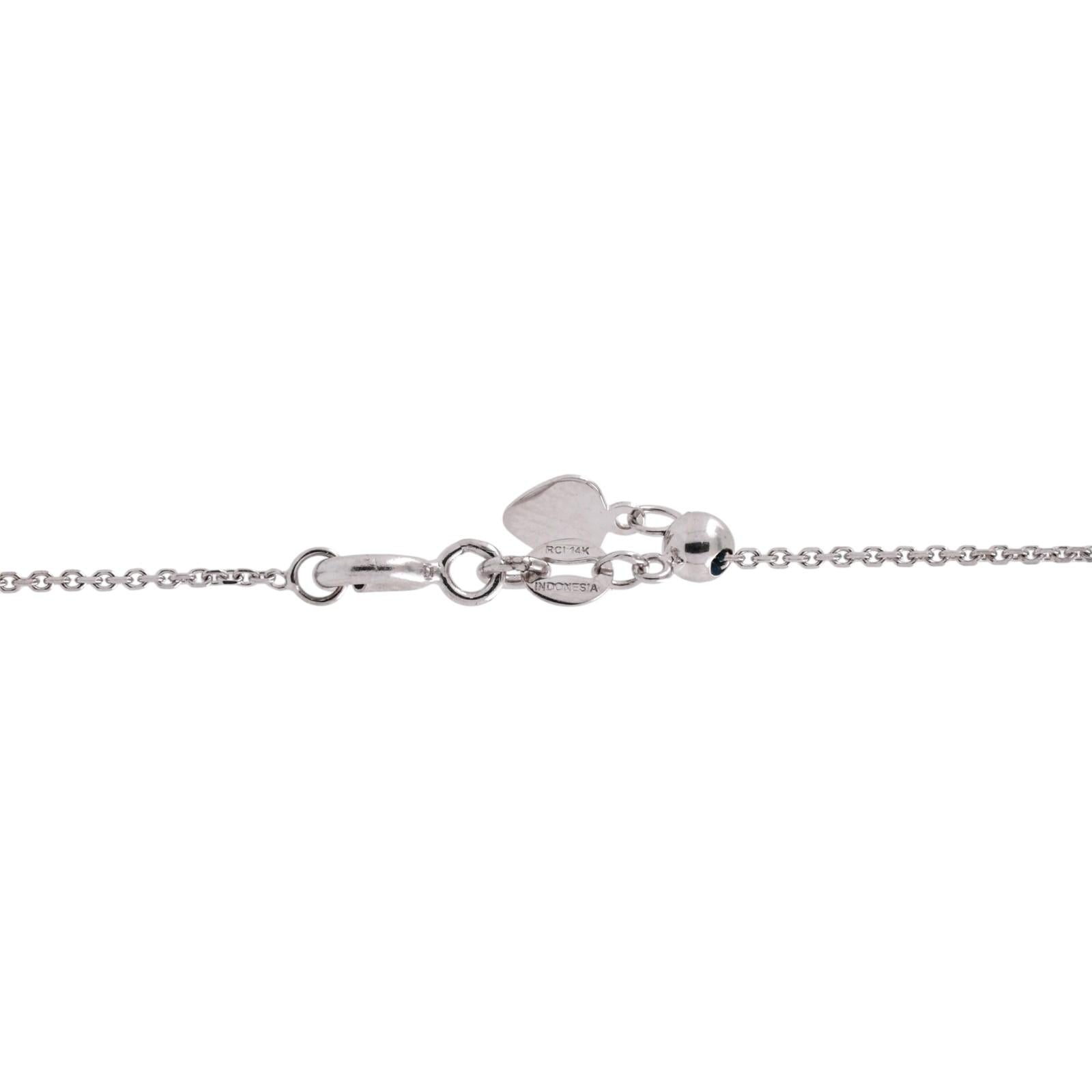 14K White Gold Diamond Circle Pendant Chain Necklace 0.35CTW 22" Adjustable