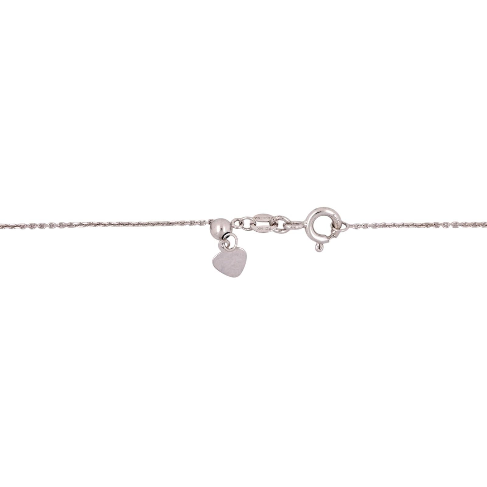 14K White Gold Diamond Circle Pendant Chain Necklace 0.35CTW 22" Adjustable