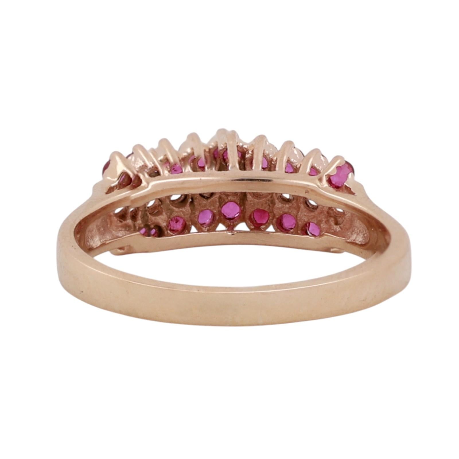 14K Yellow Gold 0.48CTW Ruby Diamond Band Ring Size 7 Estate Vintage