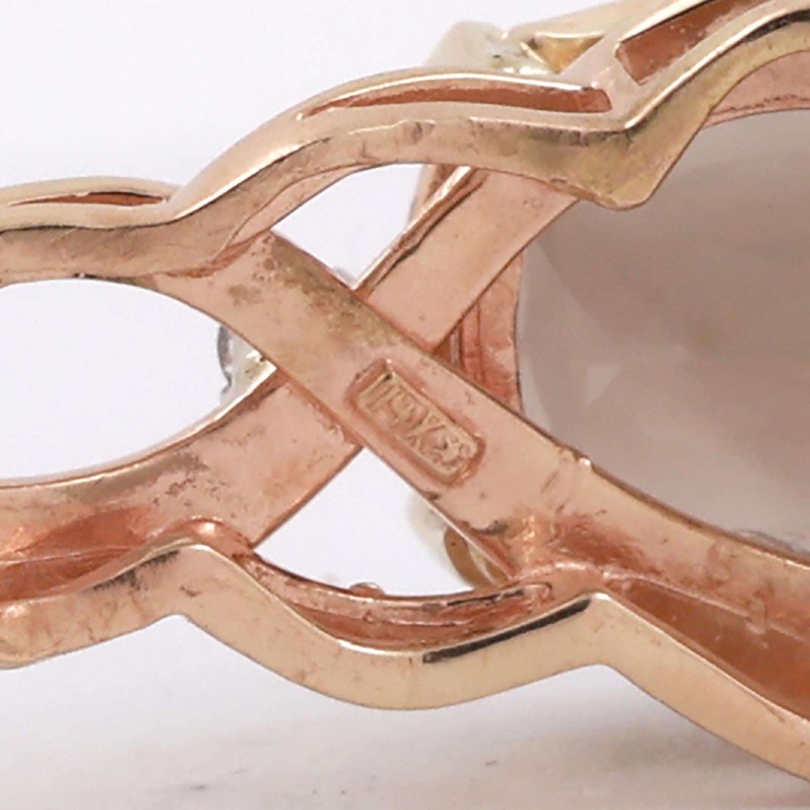 14K Yellow Gold Smoky Quartz Diamond Cuff Bracelet 11.50CT Antique Cushion 6"