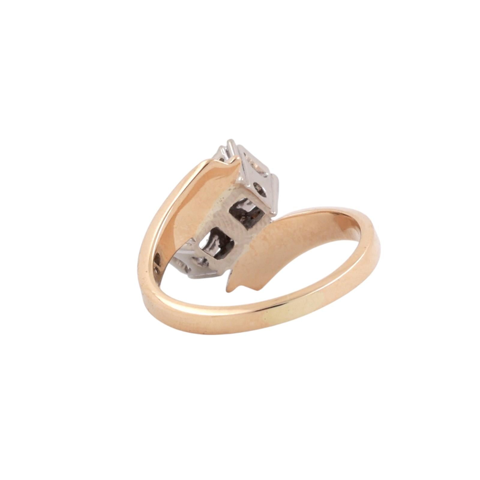 Two Tone Gold 2 Stone Diamond Bypass Ring 0.60 CTW Vintage Estate Size 6