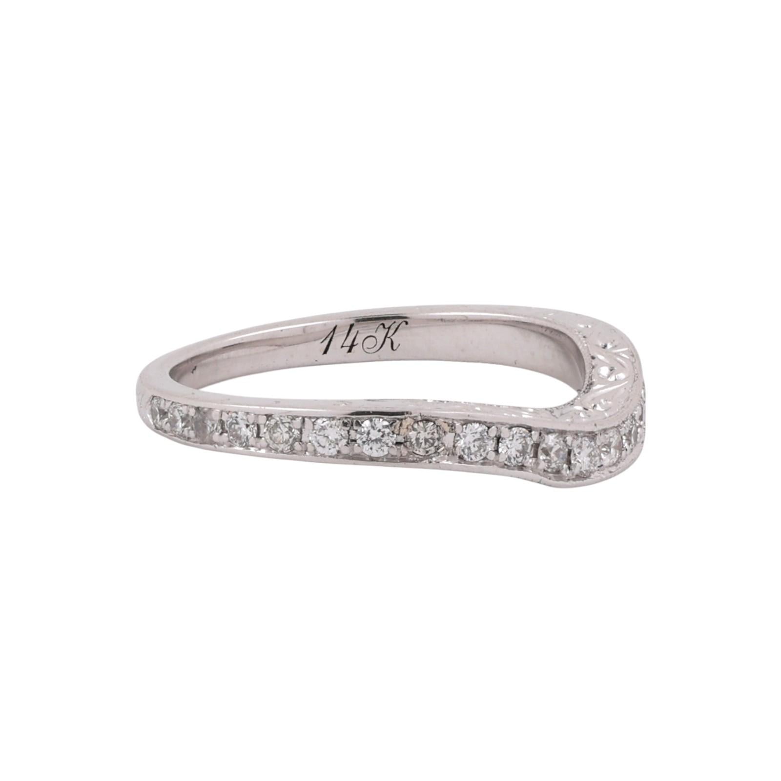 Neil Lane 14K White Gold 0.50CTW Diamond Chevron Wedding Band Ring Size 5.5