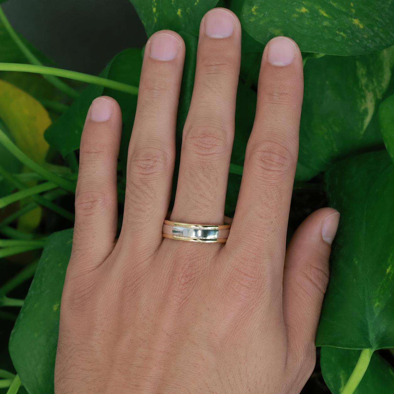 18K Yellow Gold Wedding Anniversary Band Ring Platinum Overlay Size 10.25