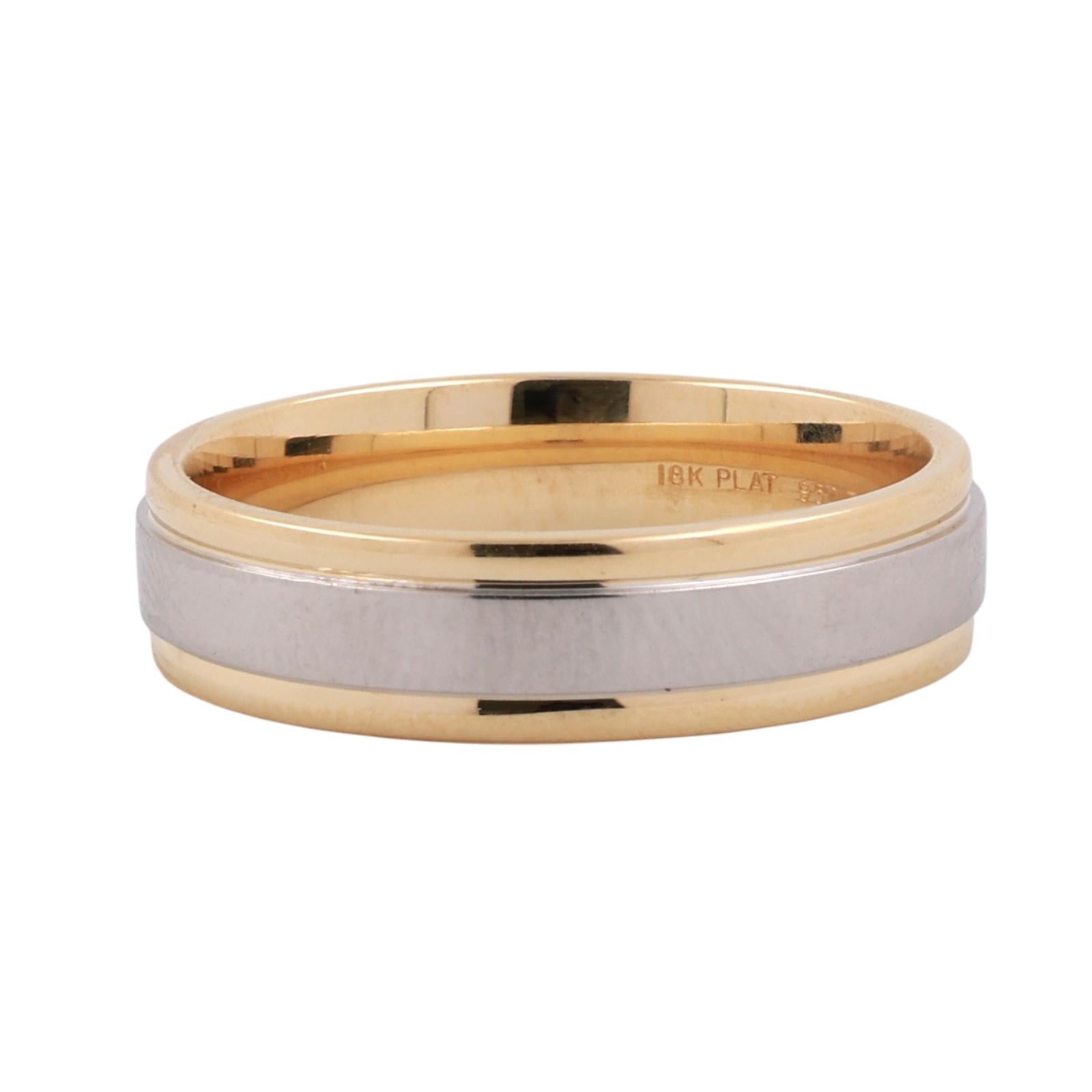 18K Yellow Gold Wedding Anniversary Band Ring Platinum Overlay Size 10.25