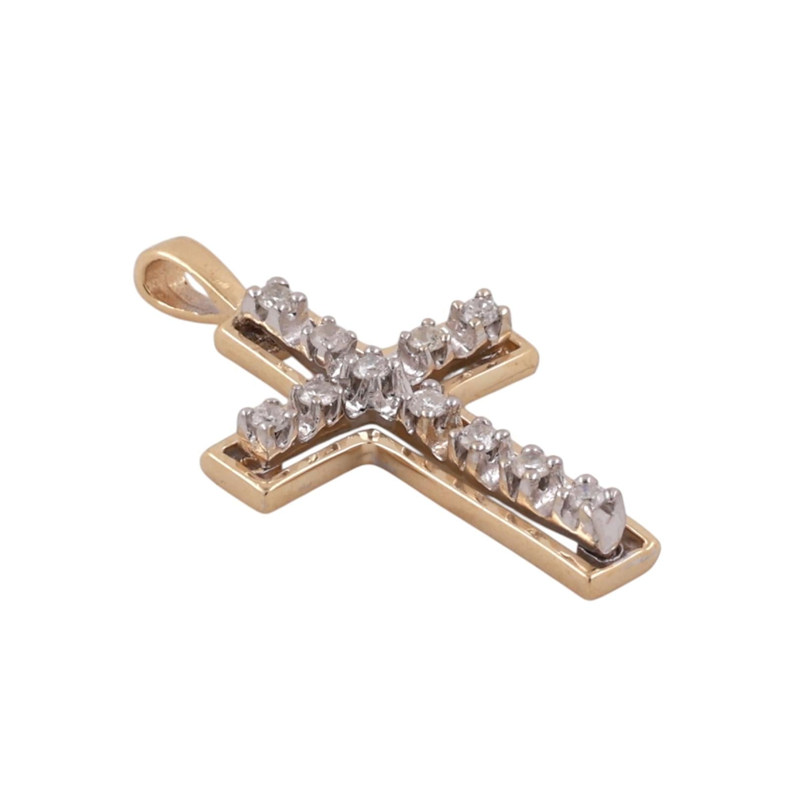 14K Two-Tone Gold 0.22CTW Diamond Open Cross Pendant