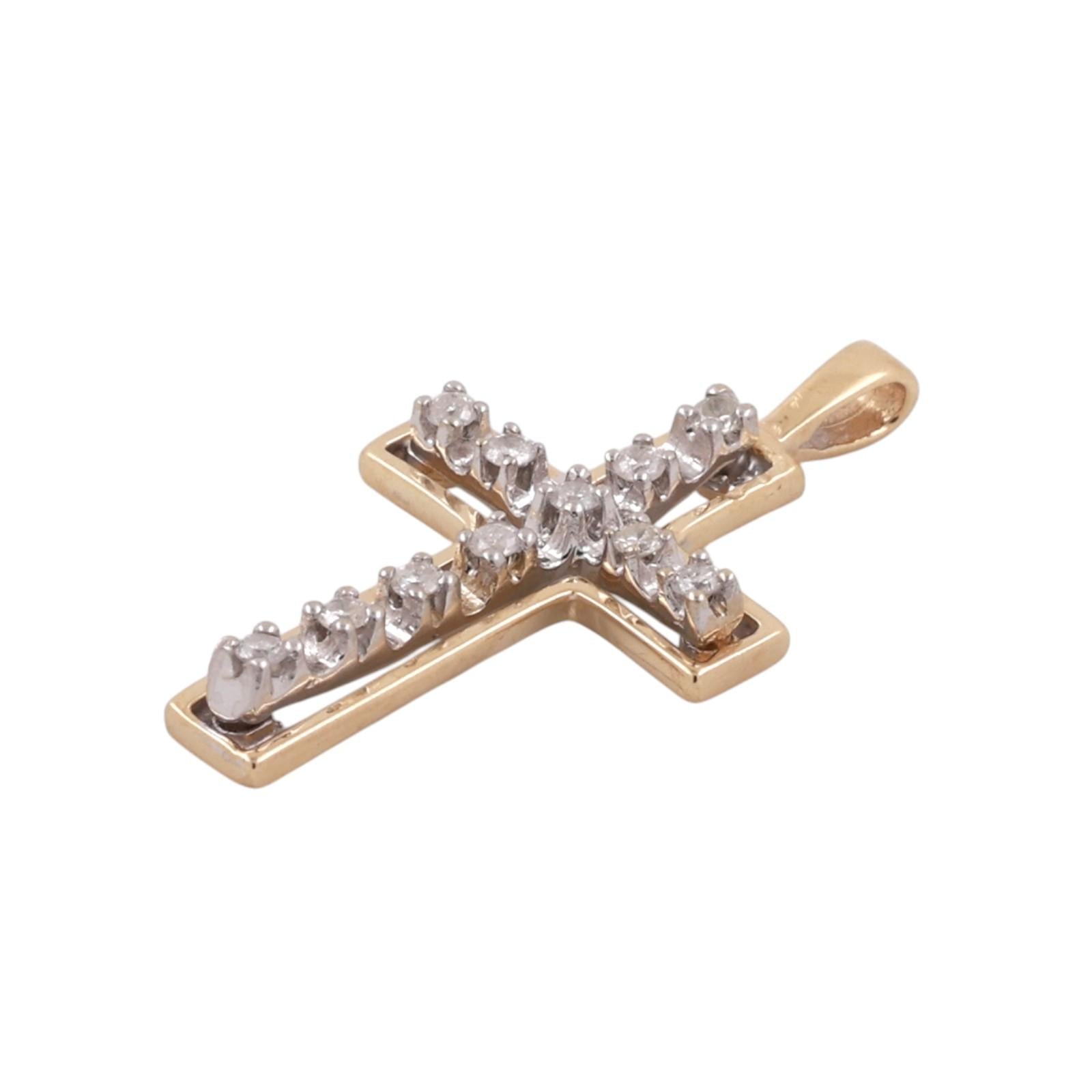 14K Two-Tone Gold 0.22CTW Diamond Open Cross Pendant