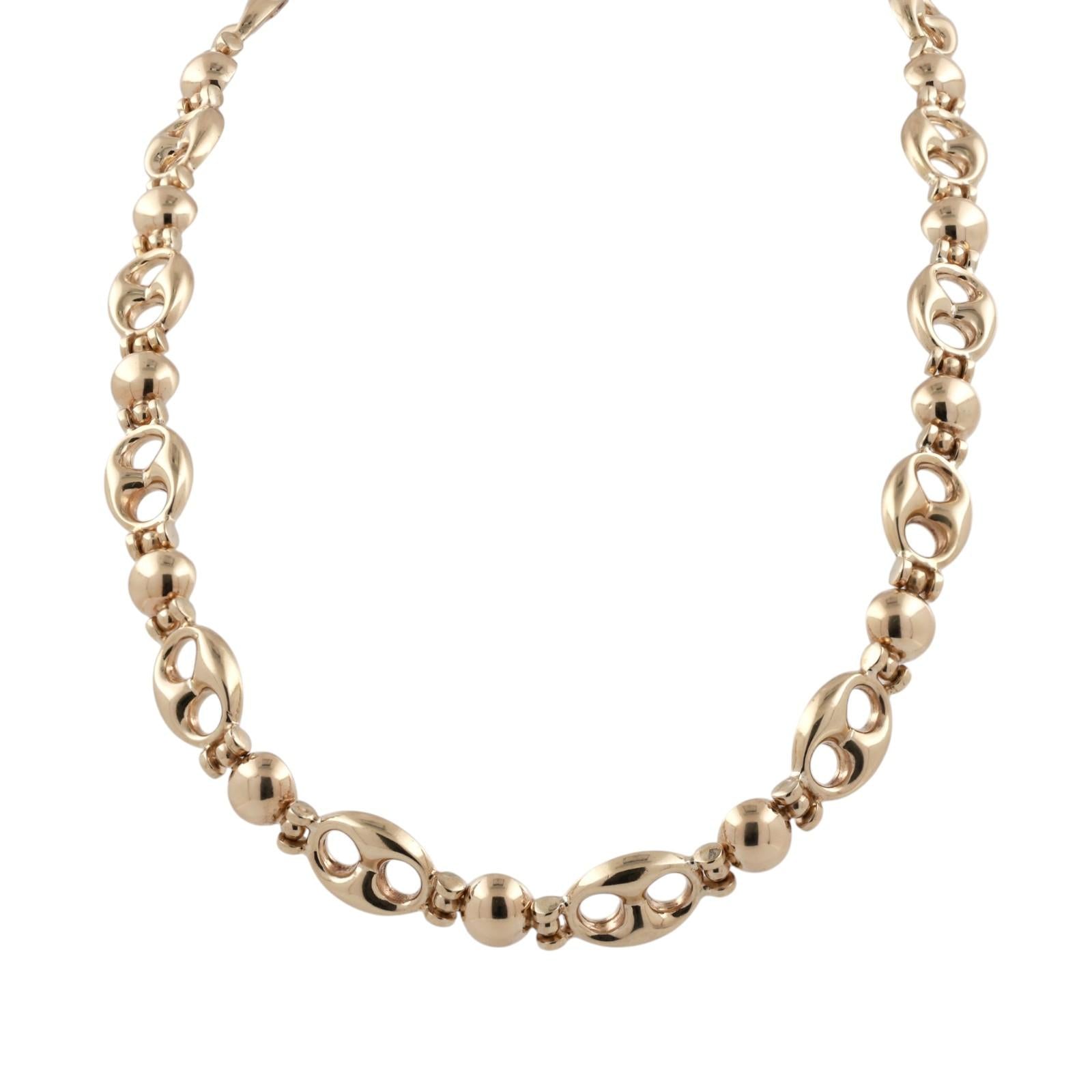 14K Yellow Gold Mariner Link Necklace Carnelian Sapphire 17” Estate Chain