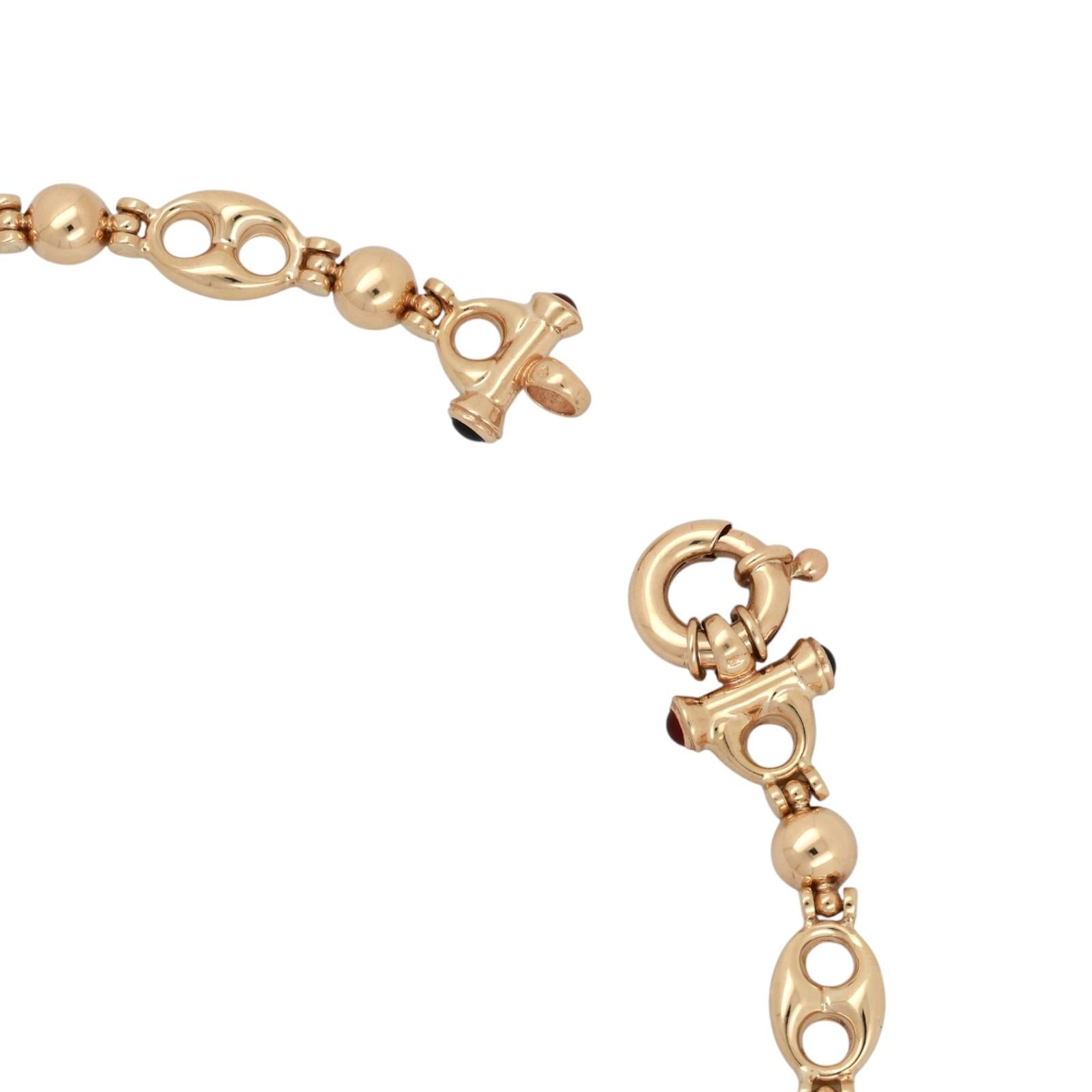 14K Yellow Gold Mariner Link Necklace Carnelian Sapphire 17” Estate Chain
