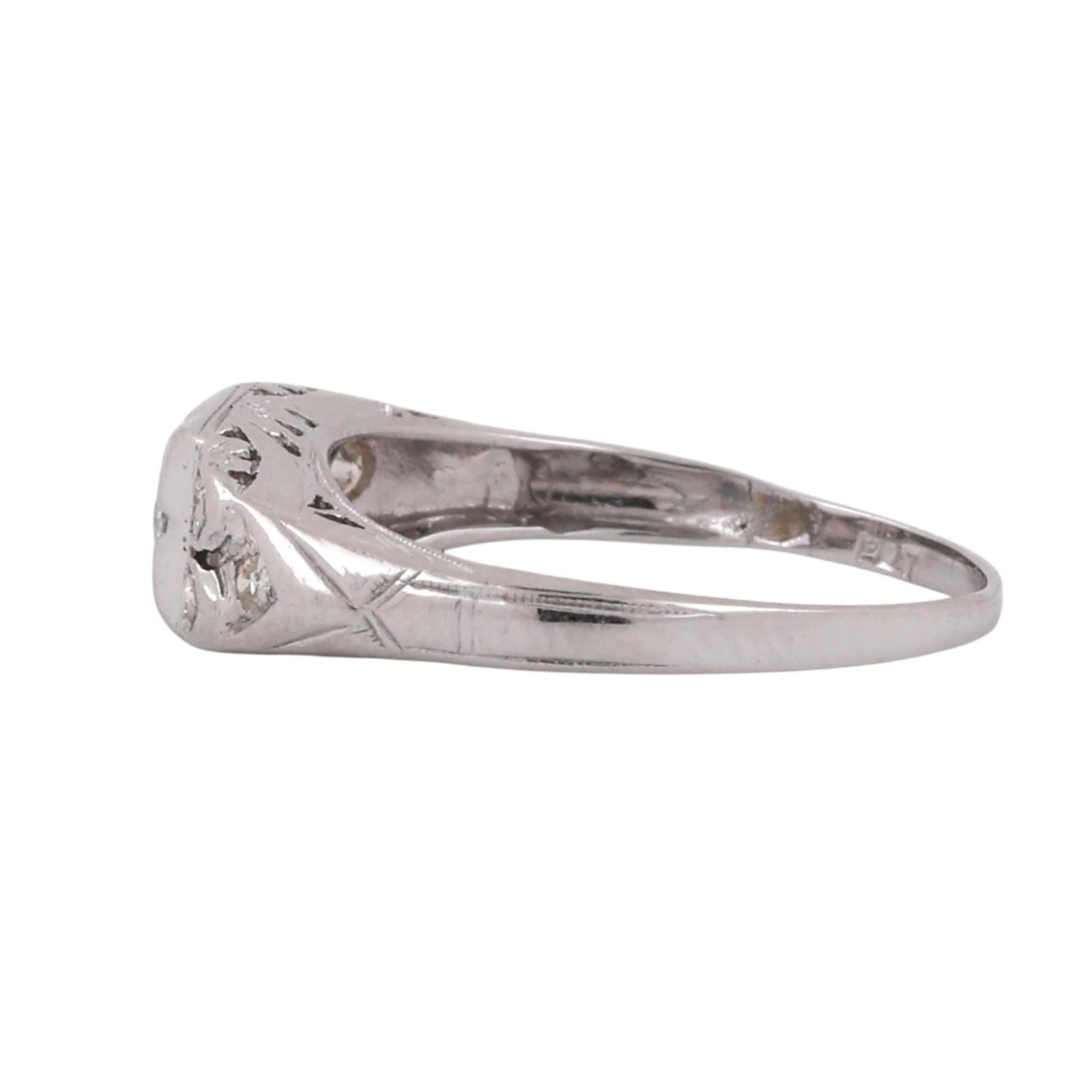 Vintage Platinum Diamond Ring Art Deco Style 0.22CTW Size 6.5 Estate