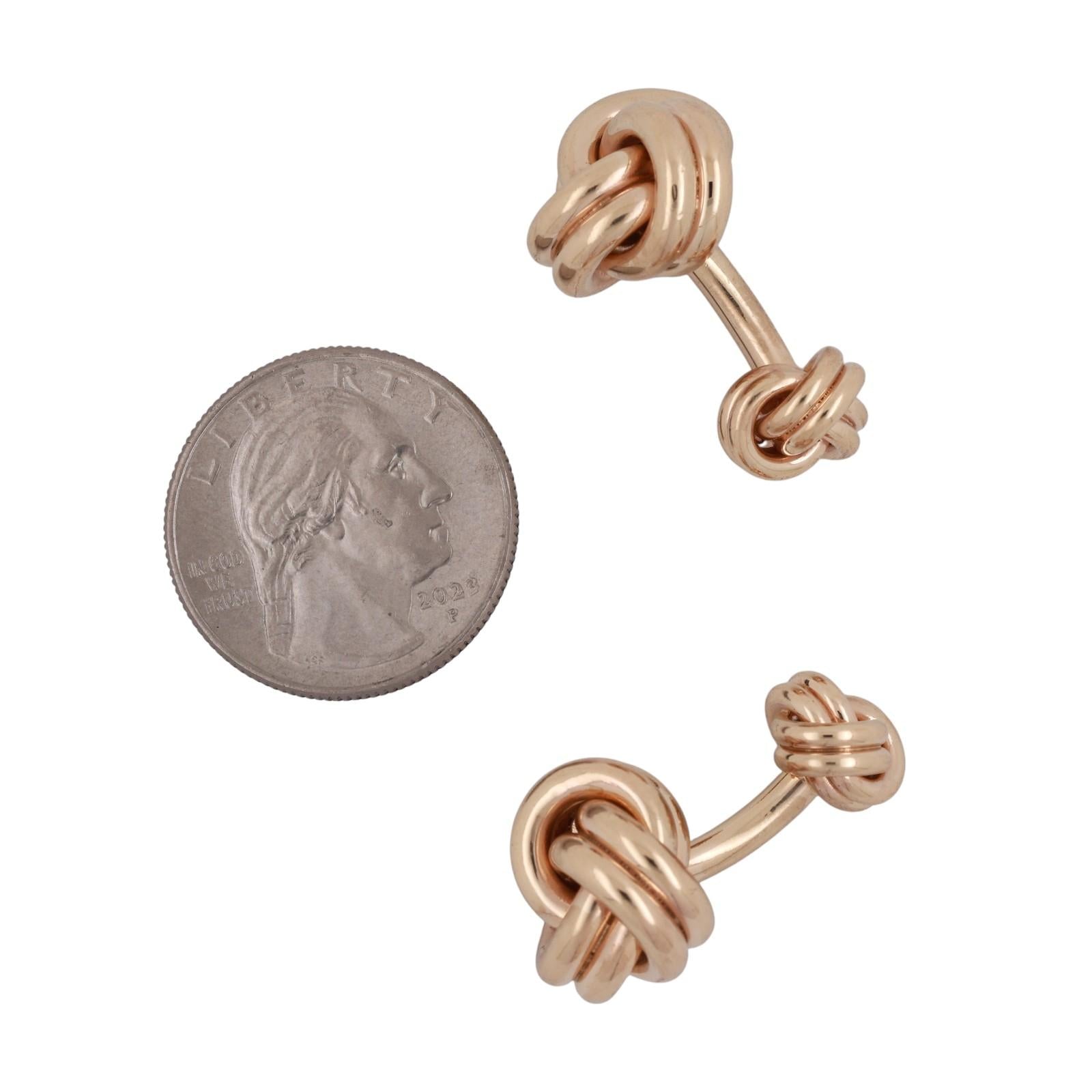 Tiffany & Co 14K Gold Double Love Knot Cufflinks Vintage Mens Heavy
